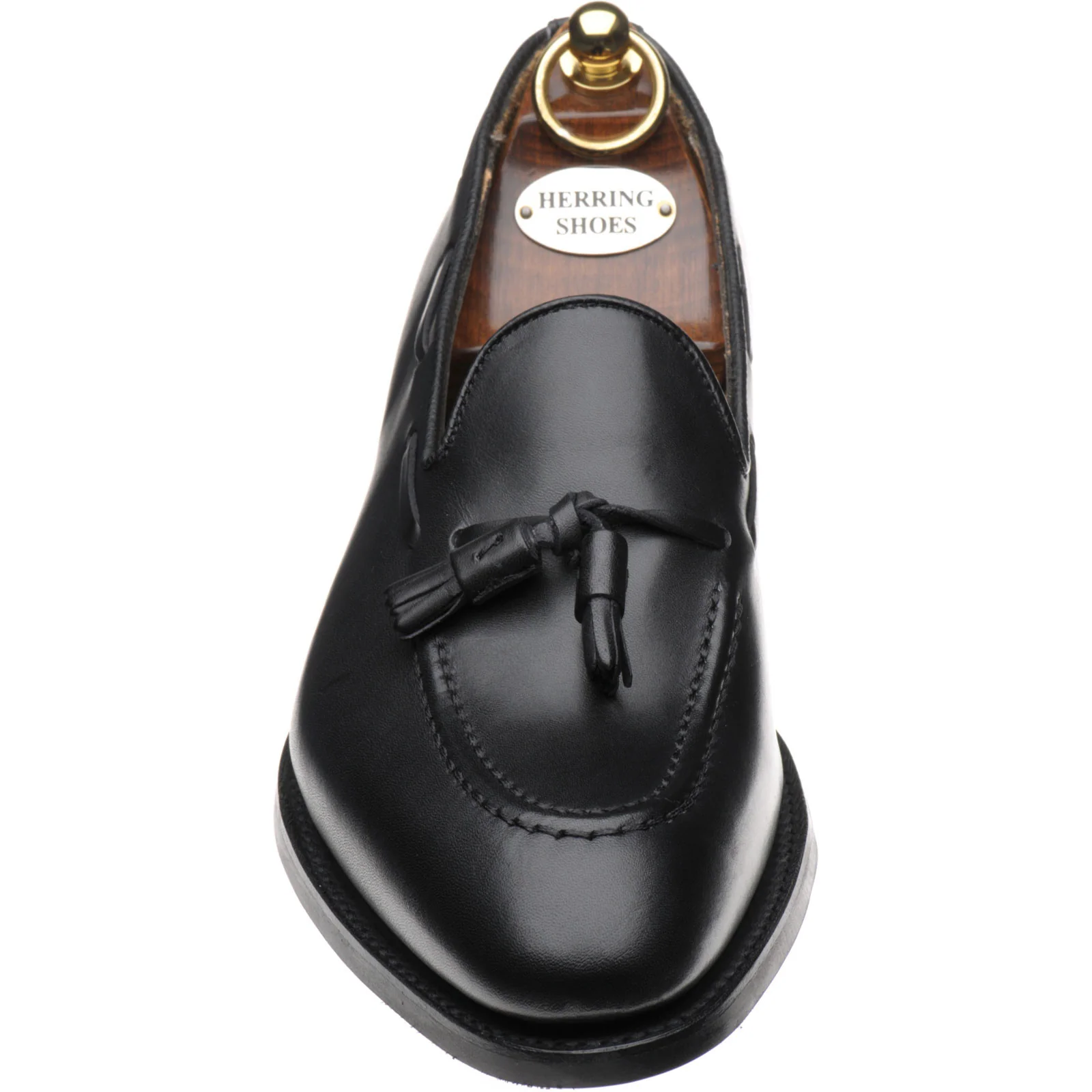 Herring Nene (Rubber) mens rubber-soled tasselled loafers in black calf - Image 2