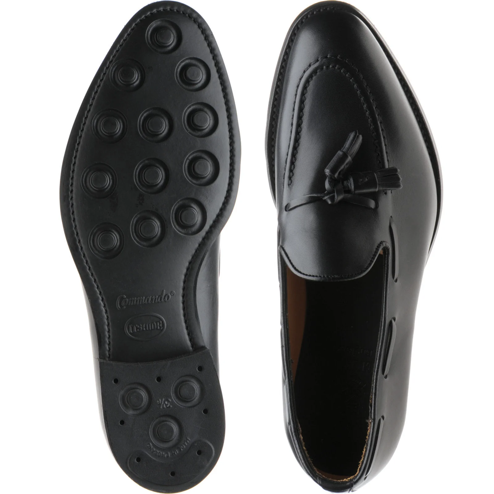 Herring Nene (Rubber) mens rubber-soled tasselled loafers in black calf - Image 3