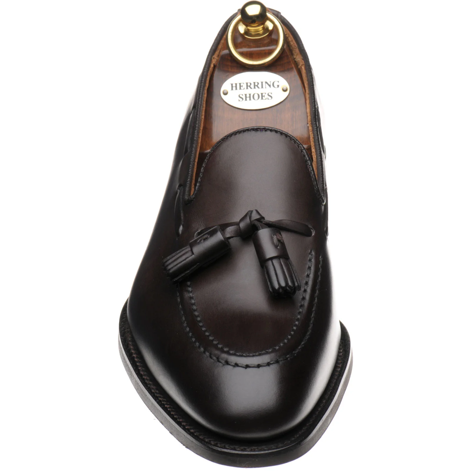 Herring Nene (Rubber) mens rubber-soled tasselled loafers in dark brown calf - Image 2