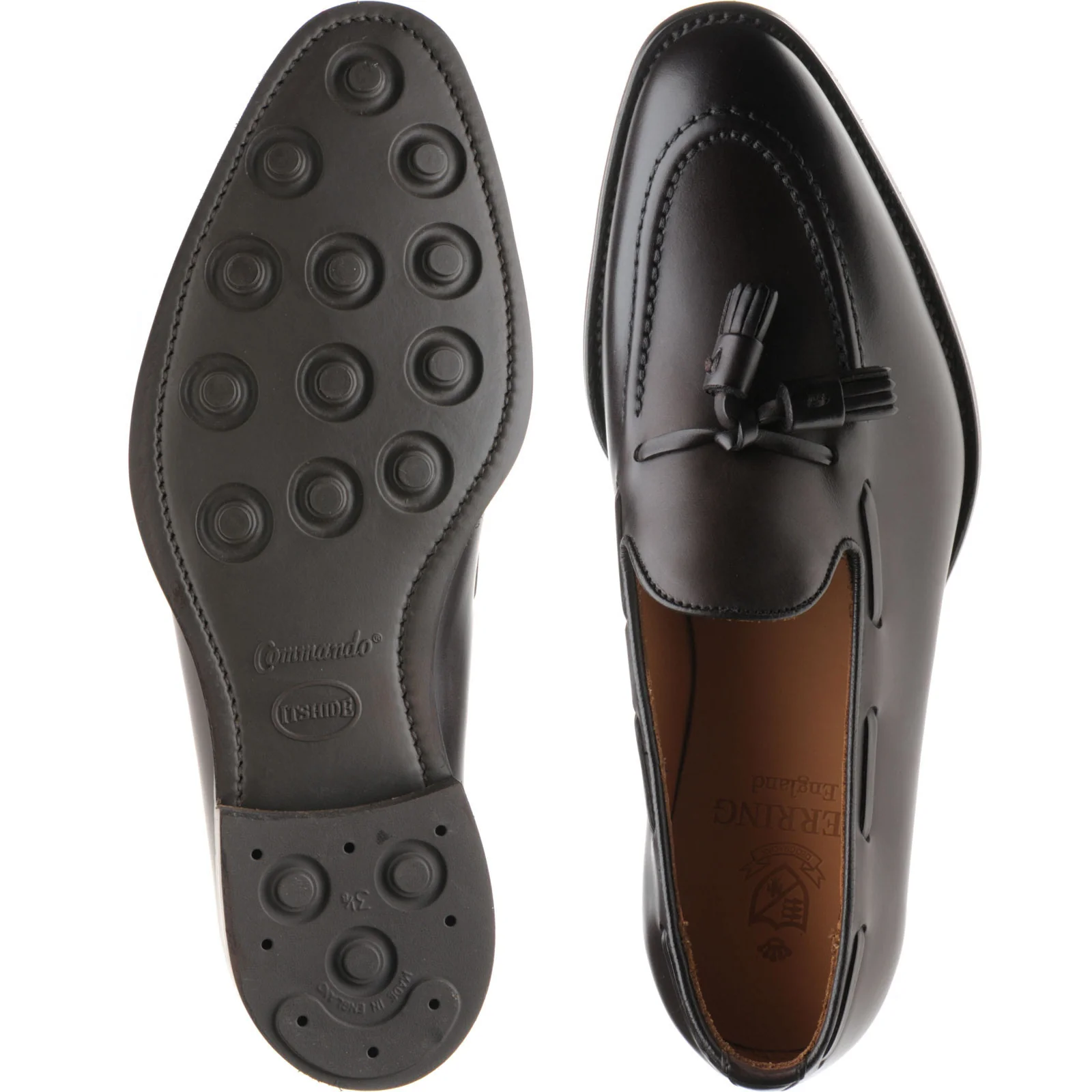 Herring Nene (Rubber) mens rubber-soled tasselled loafers in dark brown calf - Image 3