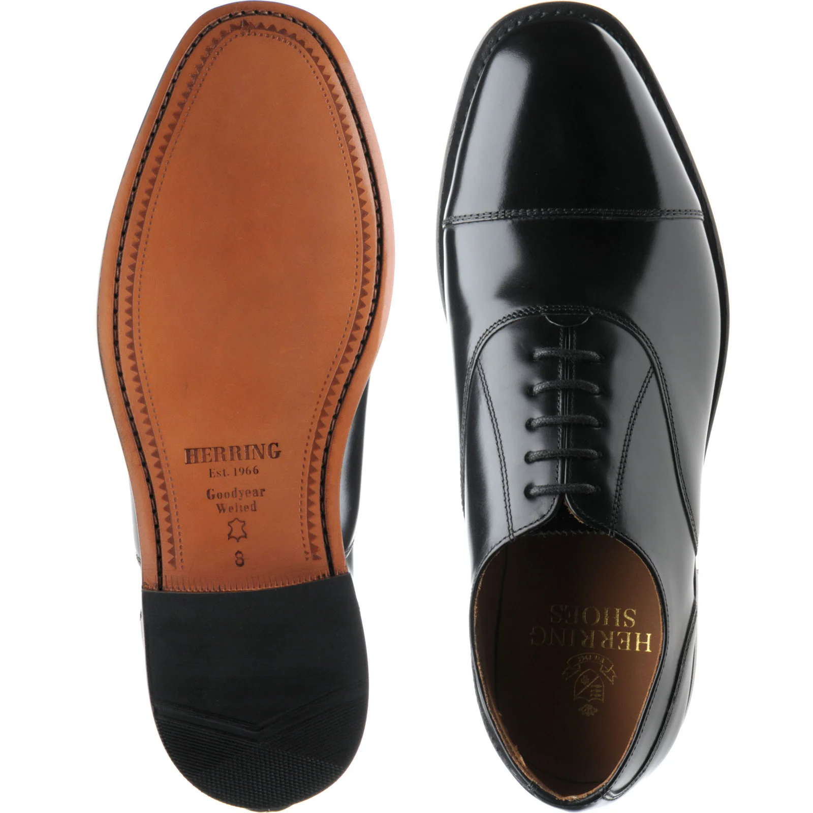 Herring Newcastle mens Oxfords in black polished (second) - Image 3