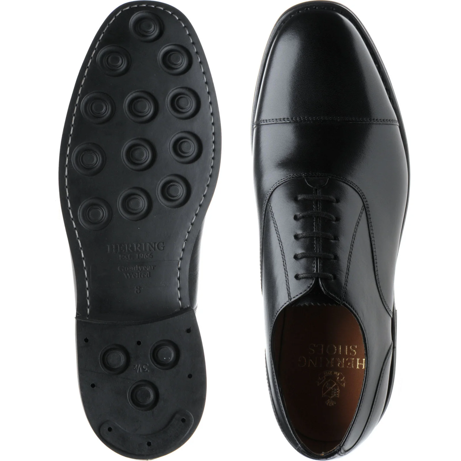 Herring Newcastle (Rubber) mens rubber-soled Oxfords in black calf (second) - Image 3