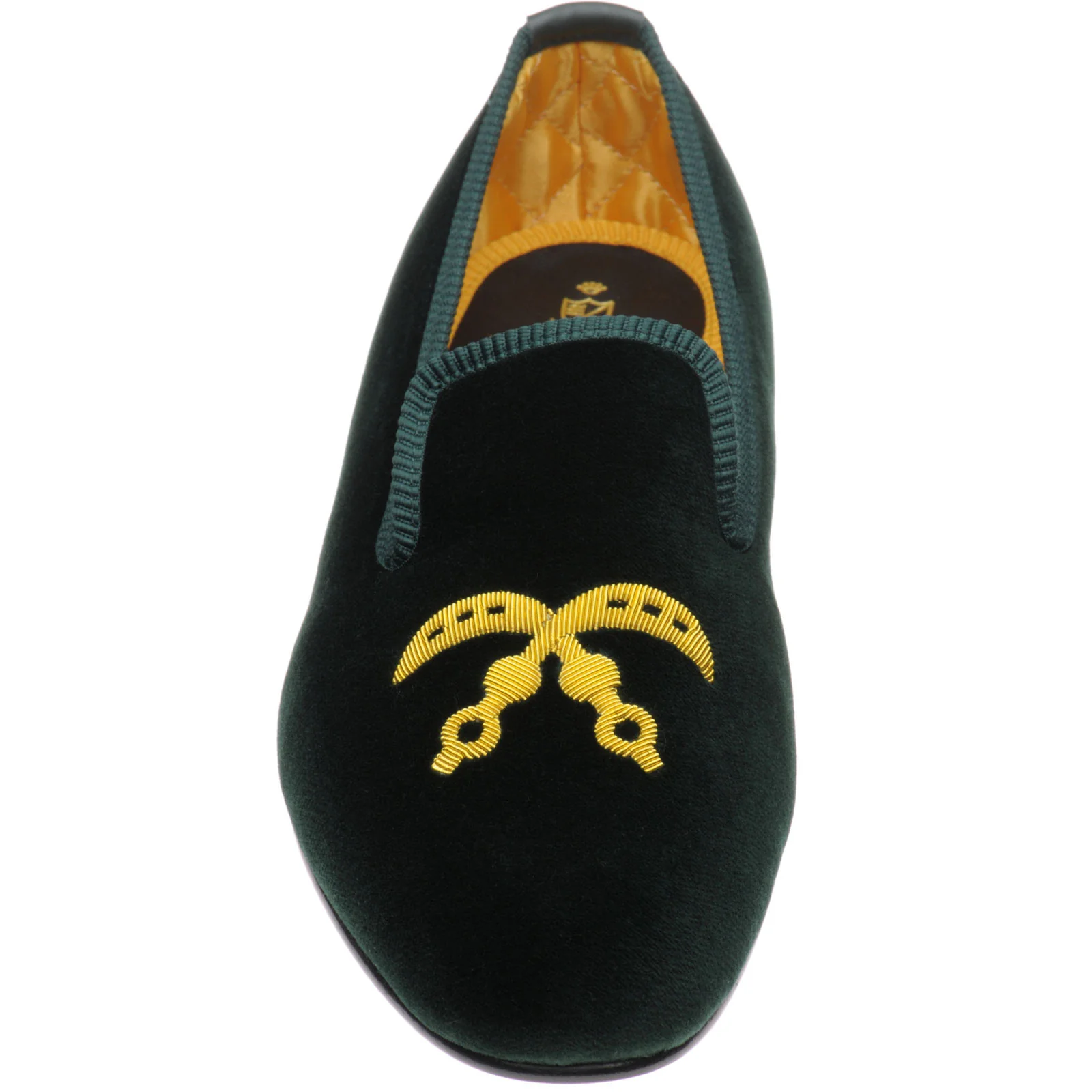 Herring Ohene mens house shoes in green velvet - Image 2