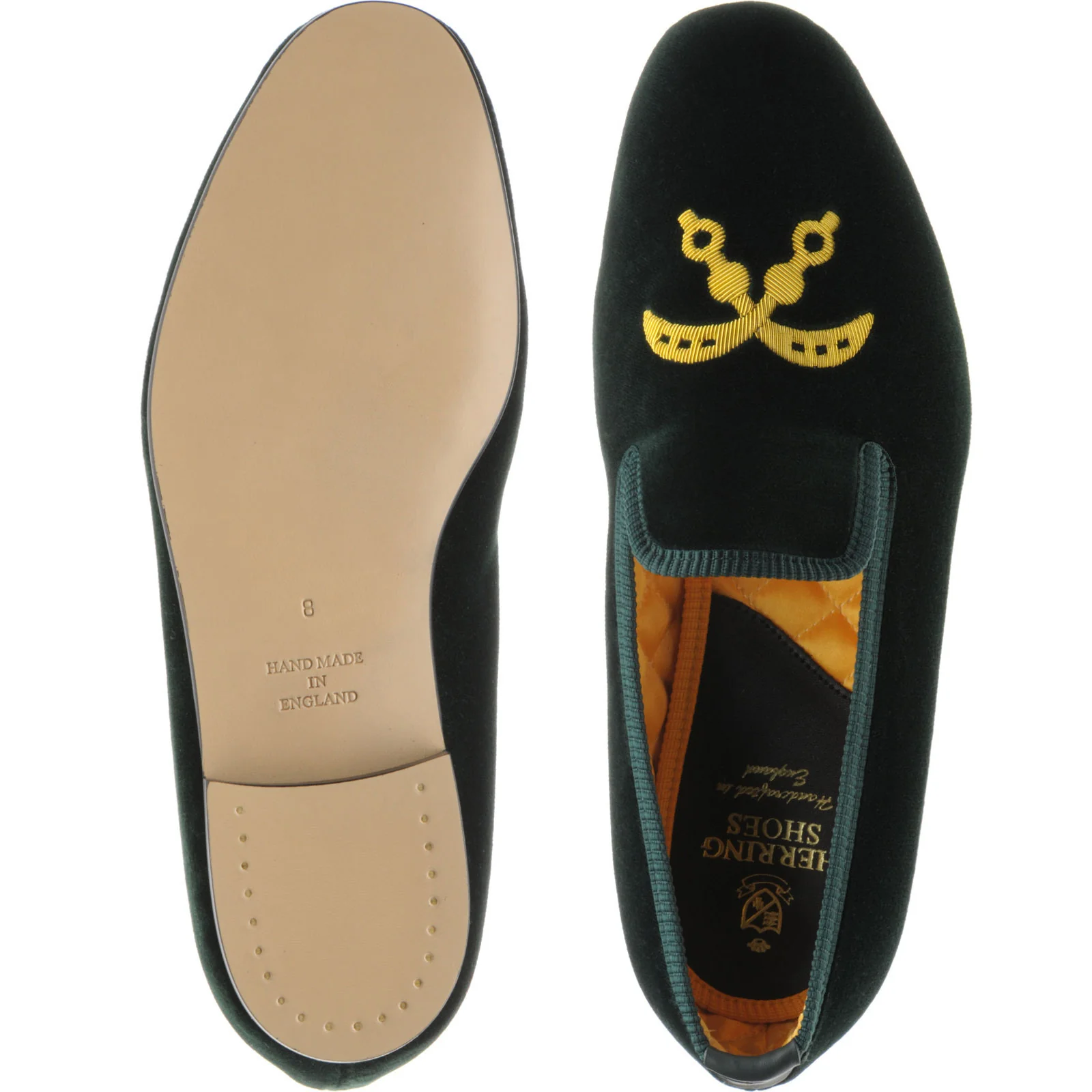 Herring Ohene mens house shoes in green velvet - Image 3