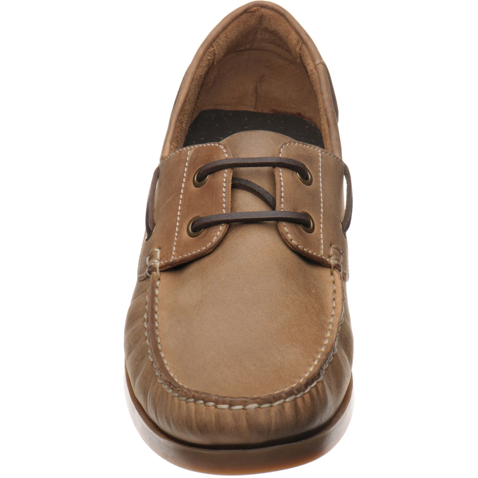 Herring Padstow II mens rubber-soled deck shoes in light brown - Image 2