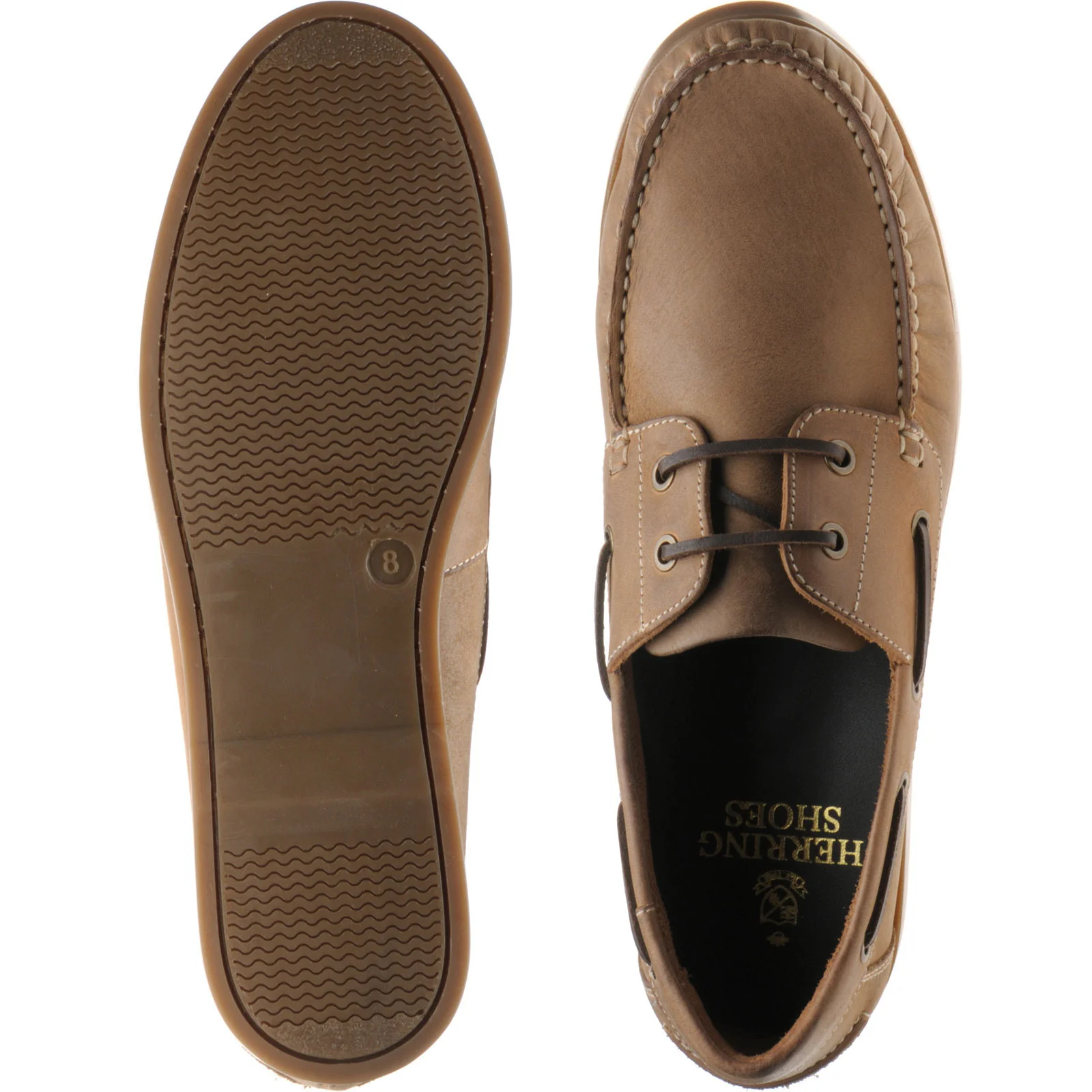 Herring Padstow II mens rubber-soled deck shoes in light brown - Image 3