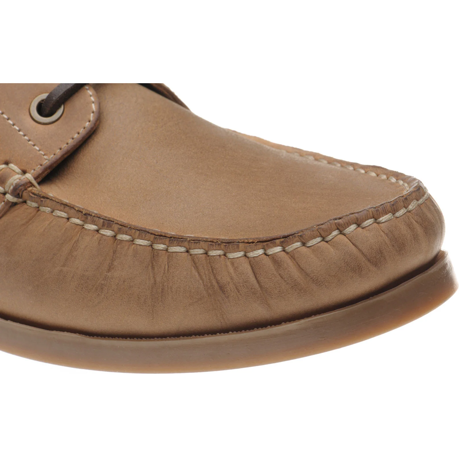 Herring Padstow II mens rubber-soled deck shoes in light brown - Image 5