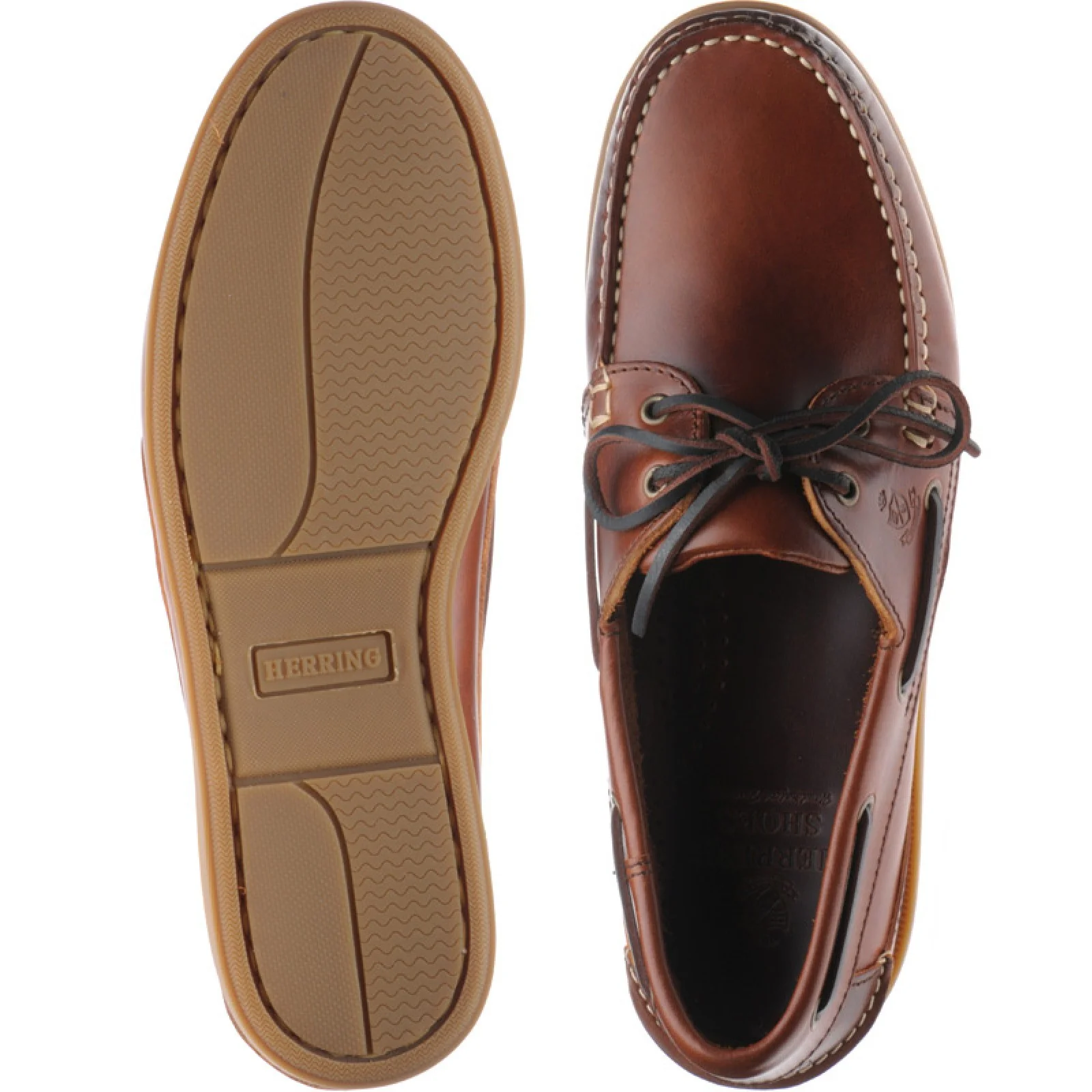 Herring Padstow mens rubber-soled deck shoes in chestnut - Image 3
