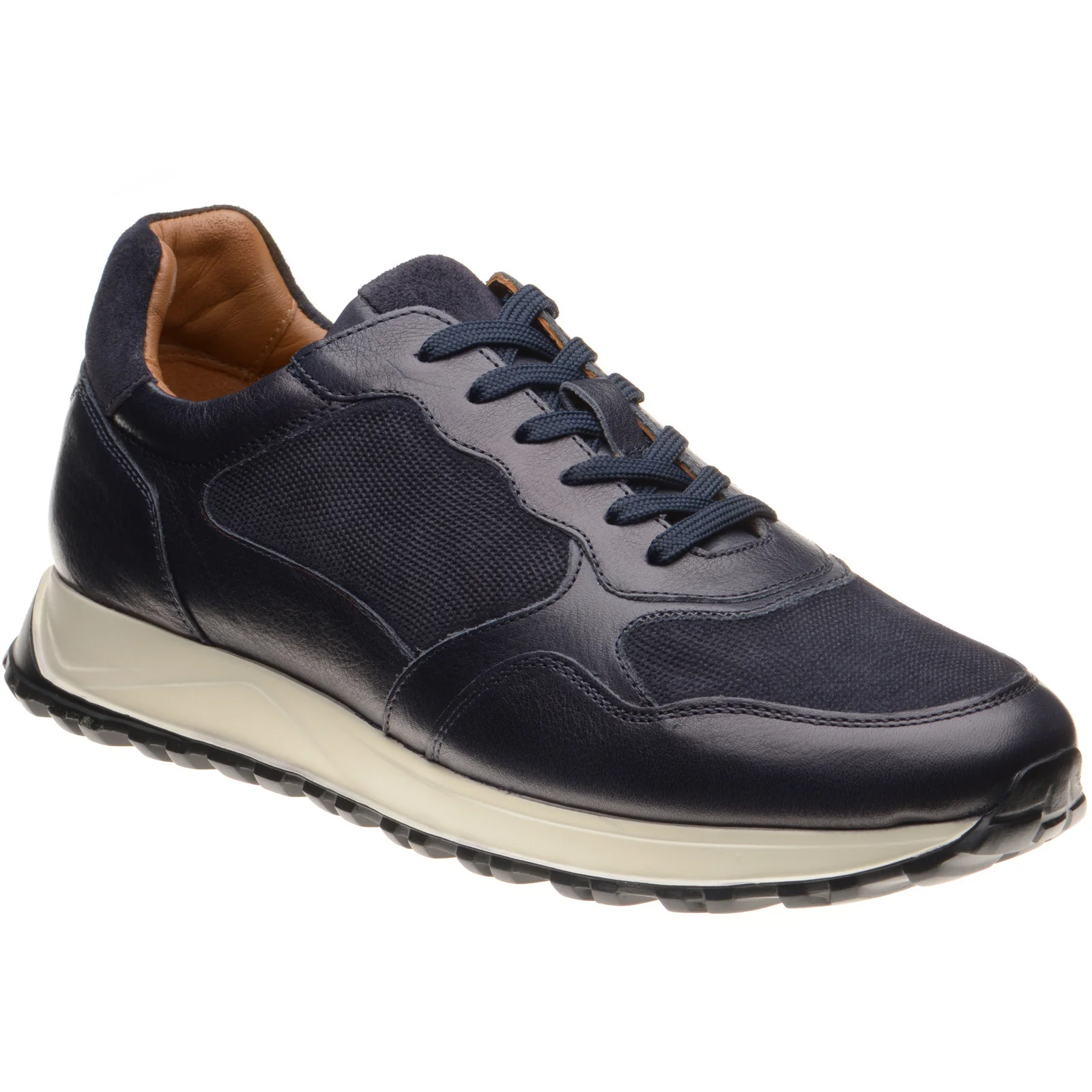 Herring Paris mens rubber-soled in navy calf and suede