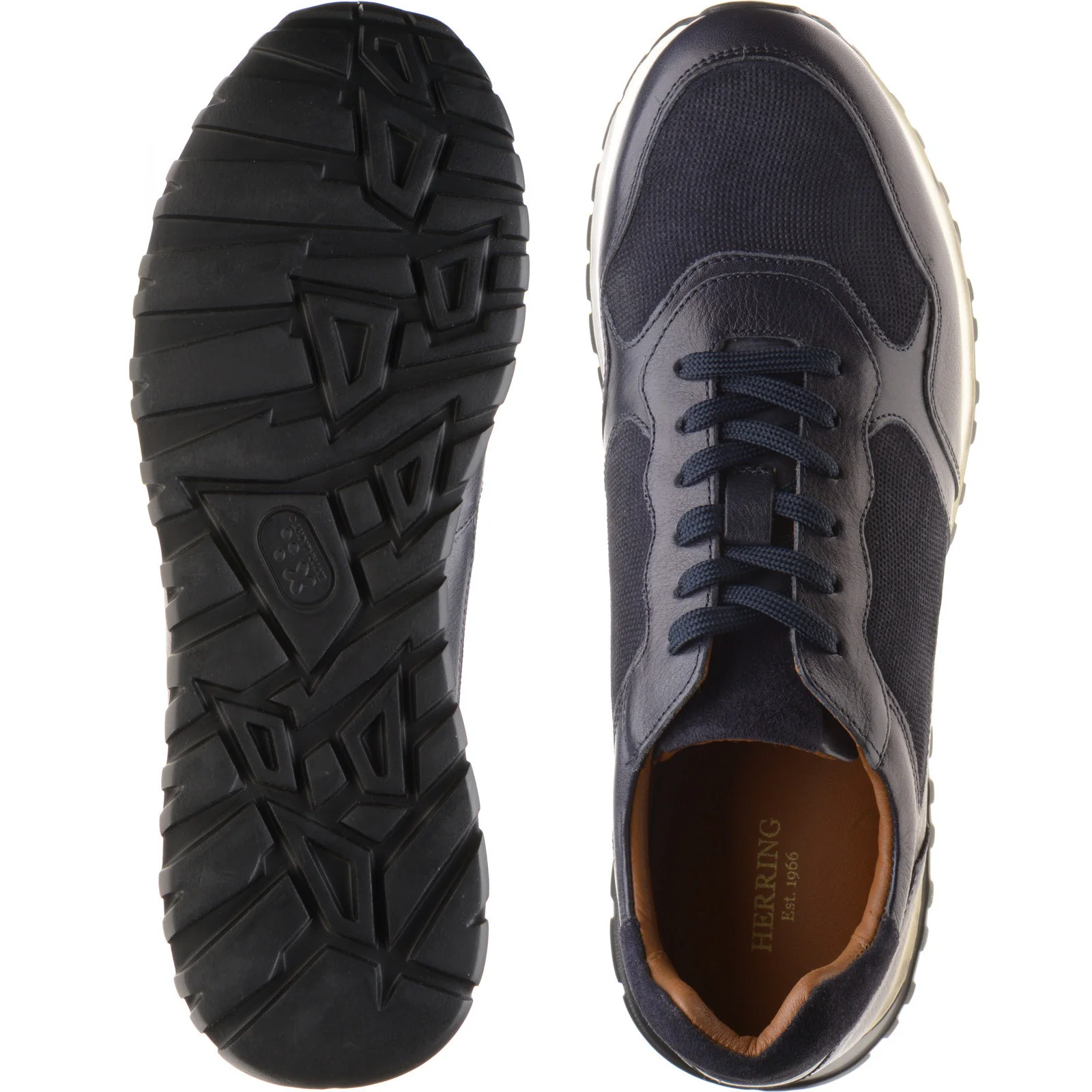 Herring Paris mens rubber-soled in navy calf and suede - Image 3