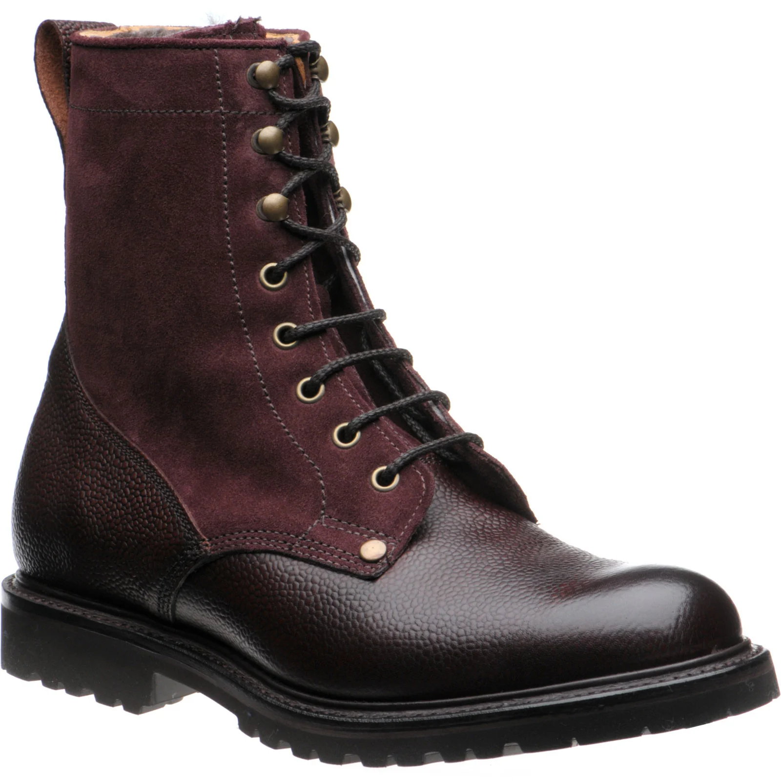 Herring Peebles (Warm Lined) mens boots in burgundy grain and plum suede