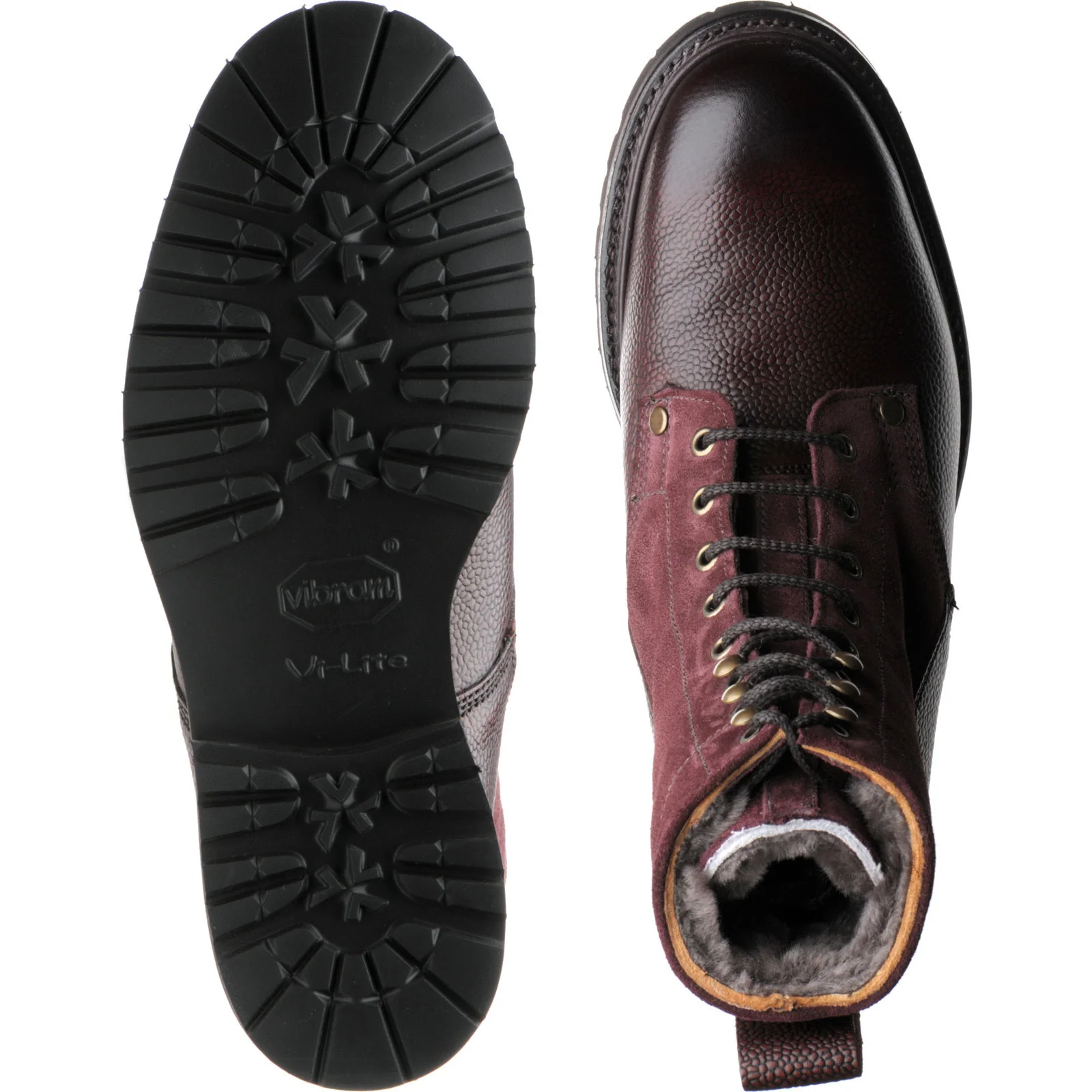 Herring Peebles (Warm Lined) mens boots in burgundy grain and plum suede - Image 3