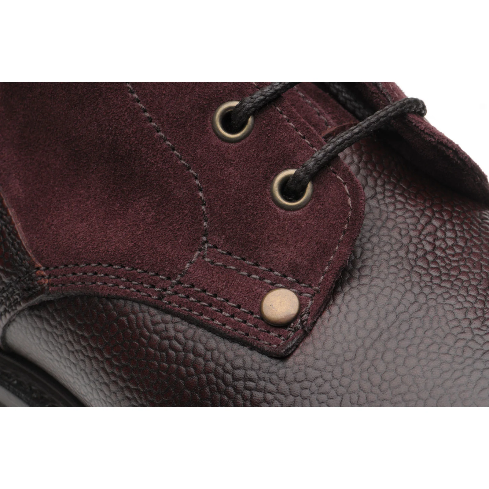 Herring Peebles (Warm Lined) mens boots in burgundy grain and plum suede - Image 4