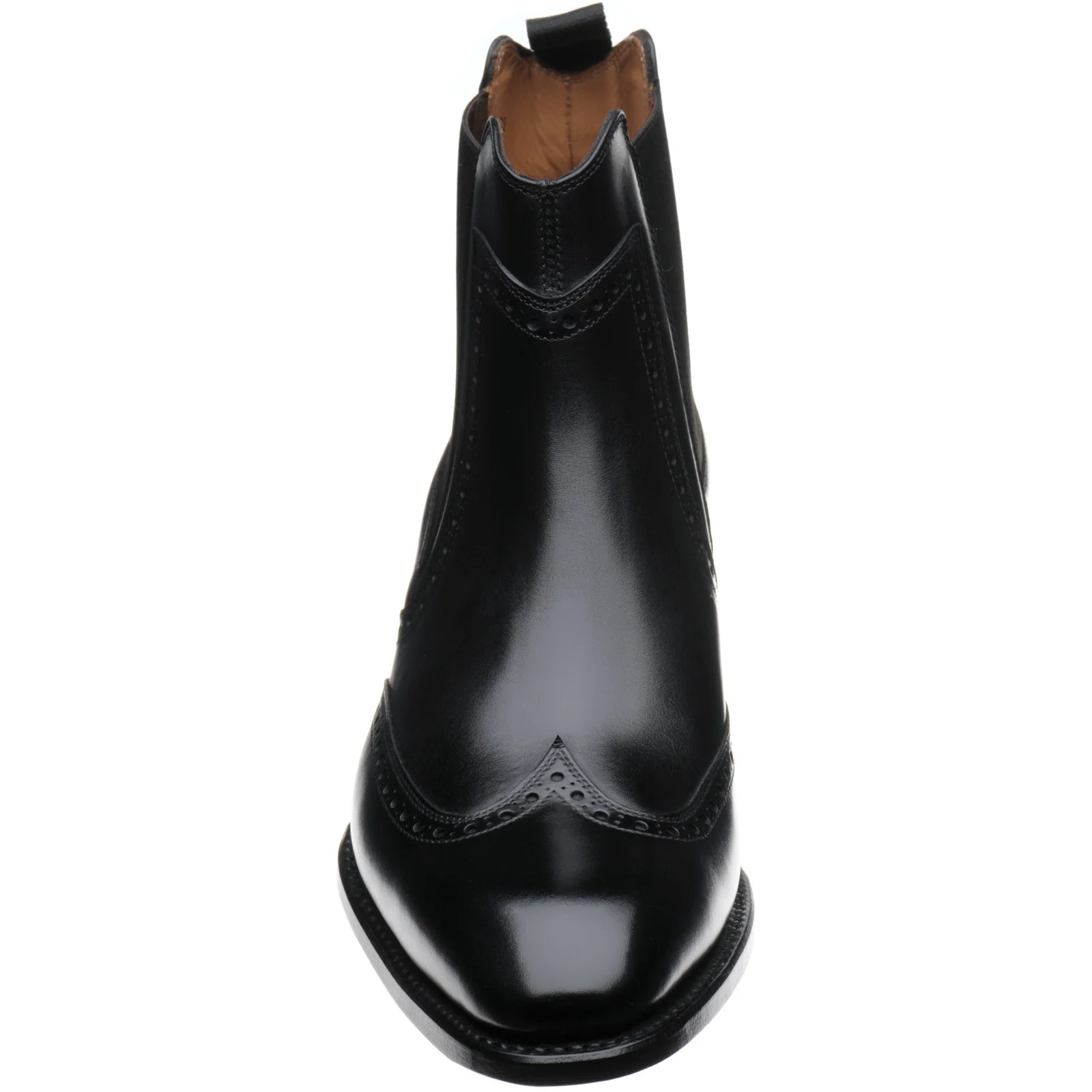 Herring Perry mens brogue Chelsea boots in black calf - Image 2