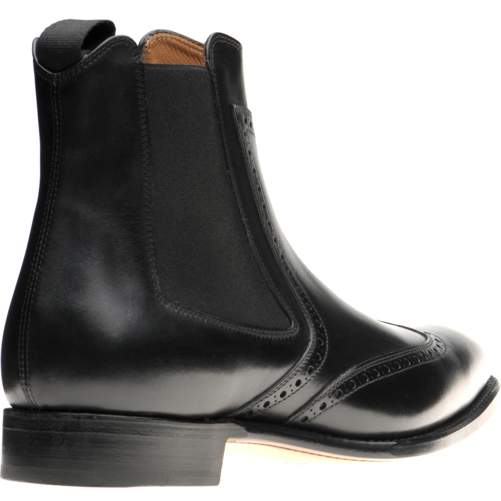 Herring Perry mens brogue Chelsea boots in black calf - Image 4