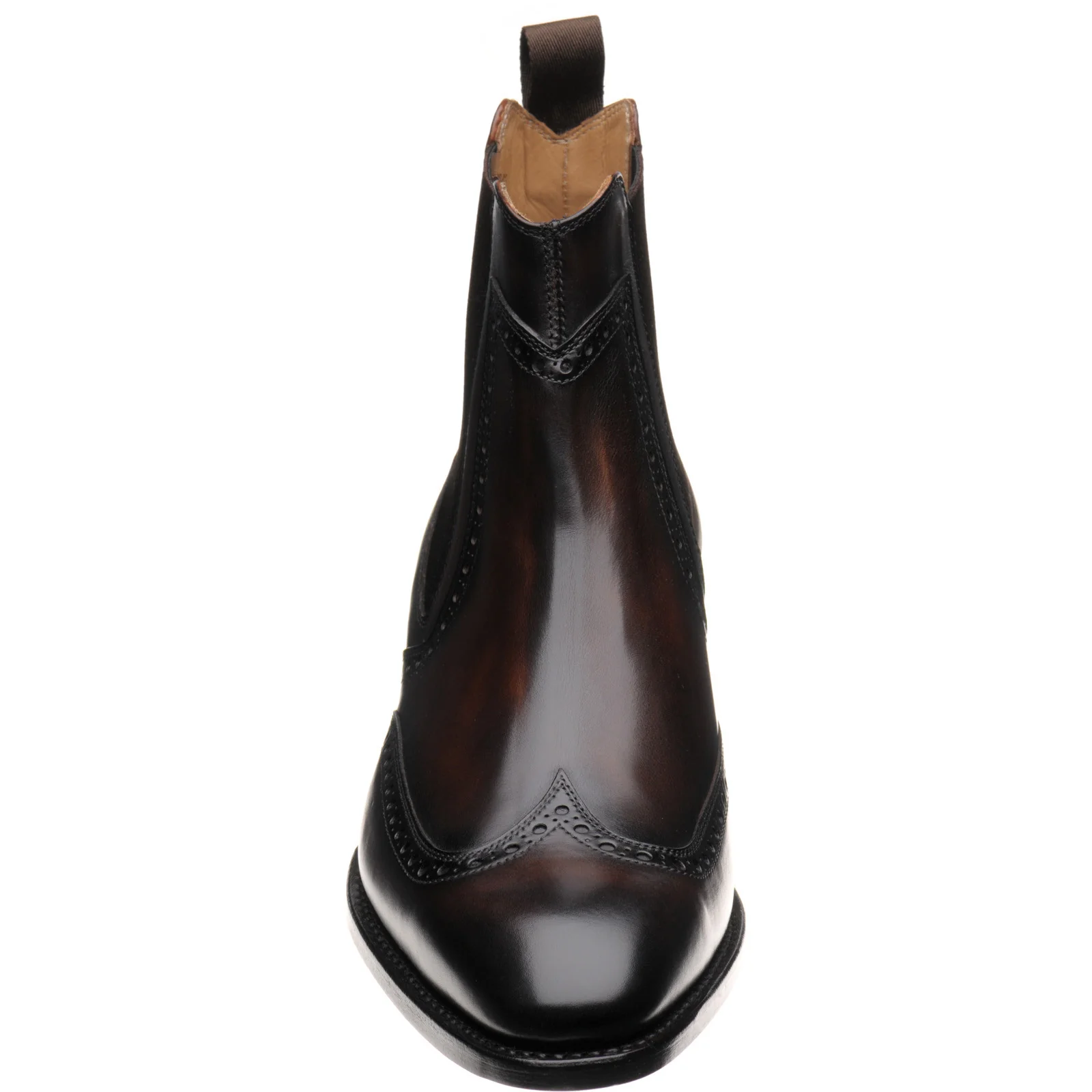 Herring Perry mens brogue Chelsea boots in brown calf - Image 2