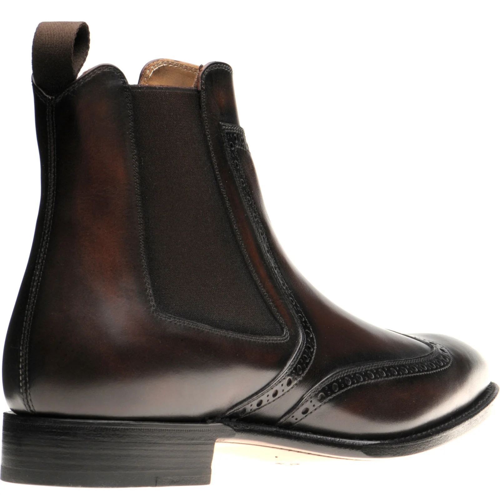 Herring Perry mens brogue Chelsea boots in brown calf - Image 4