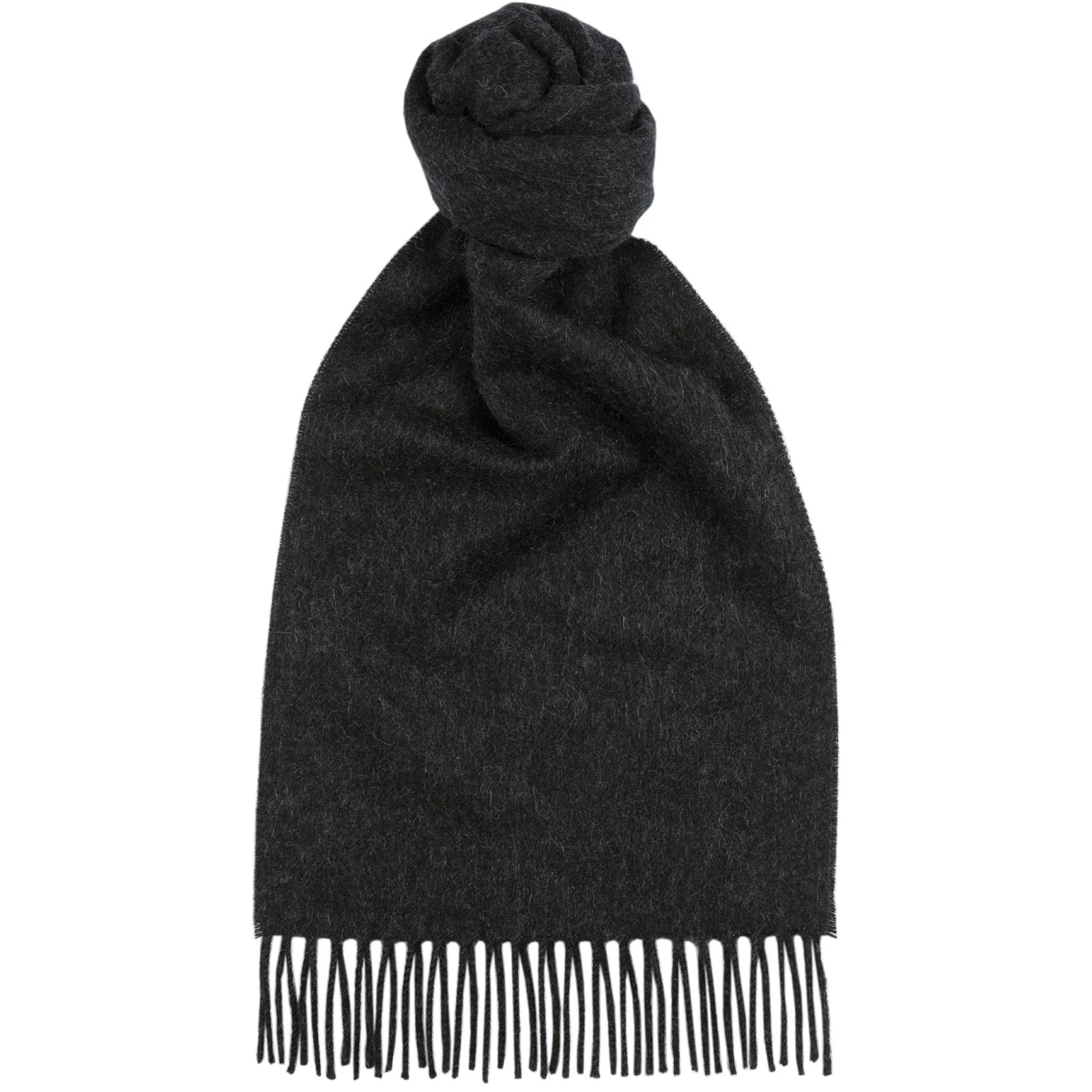 Herring Plain Cashmere Scarf in charcoal grey cashmere