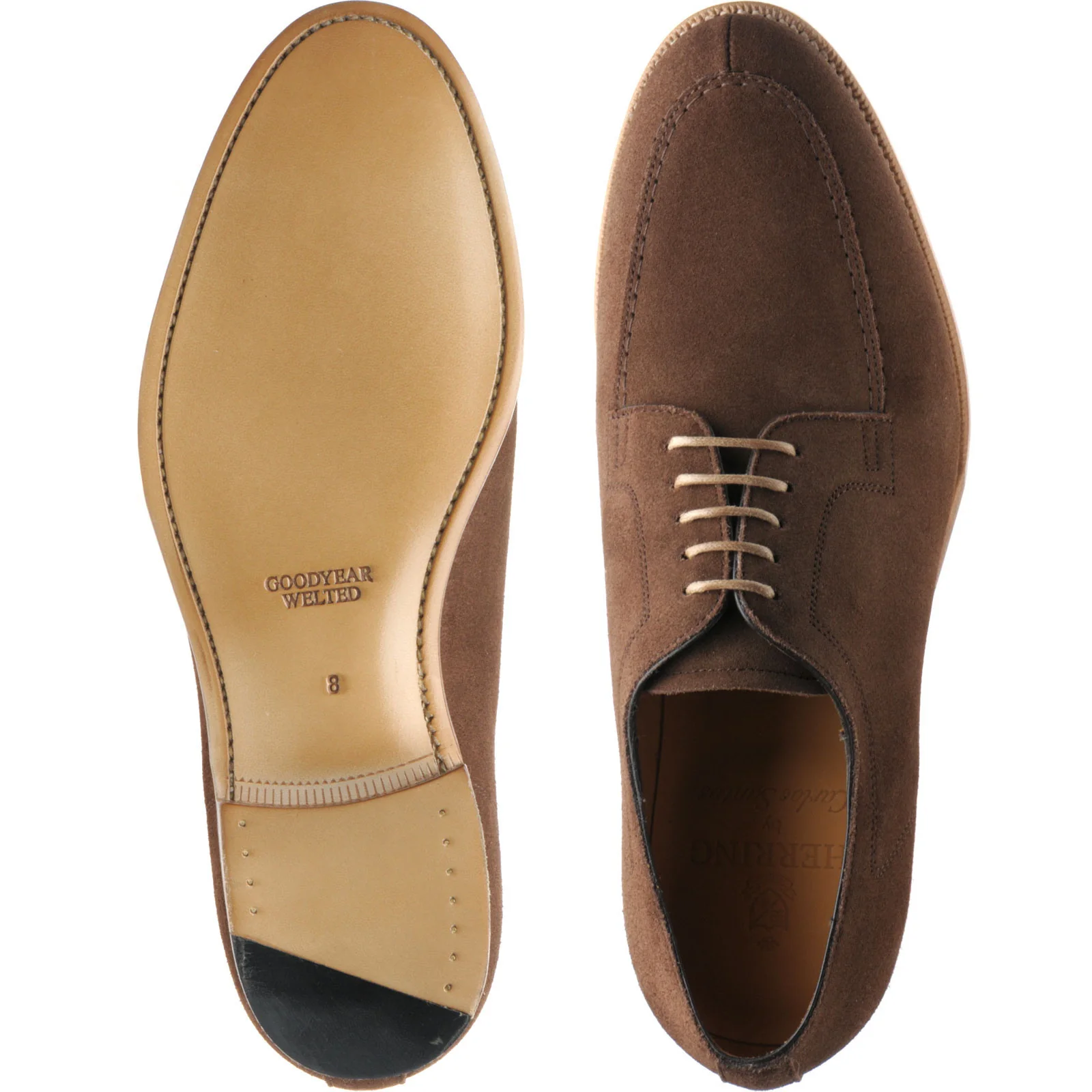 Herring Polegate mens Derby shoes in brown suede - Image 3