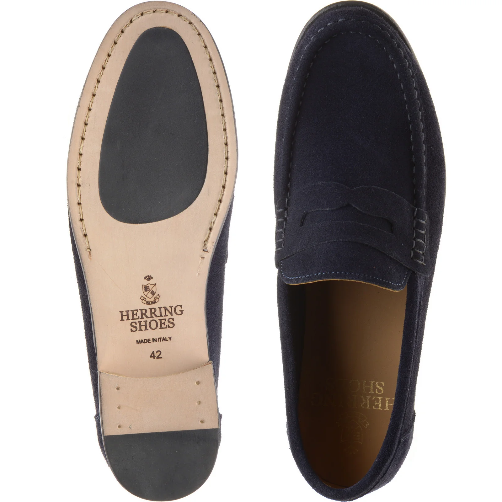 Herring Puglia mens hybrid-soled loafers in navy suede - Image 3