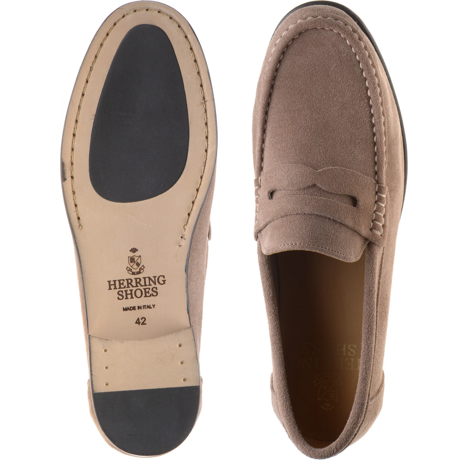 Herring Puglia mens hybrid-soled loafers in taupe suede - Image 3