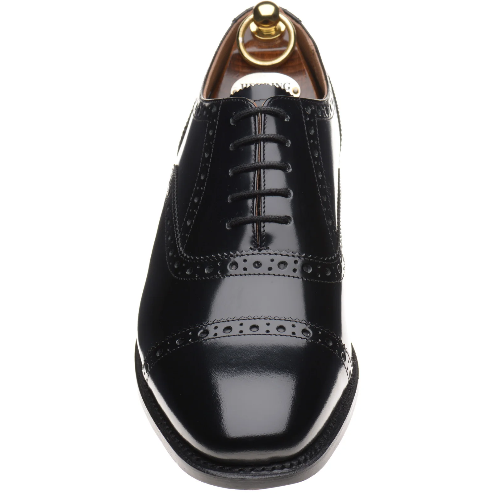 Herring Reading II mens semi-brogues in black polished - Image 2