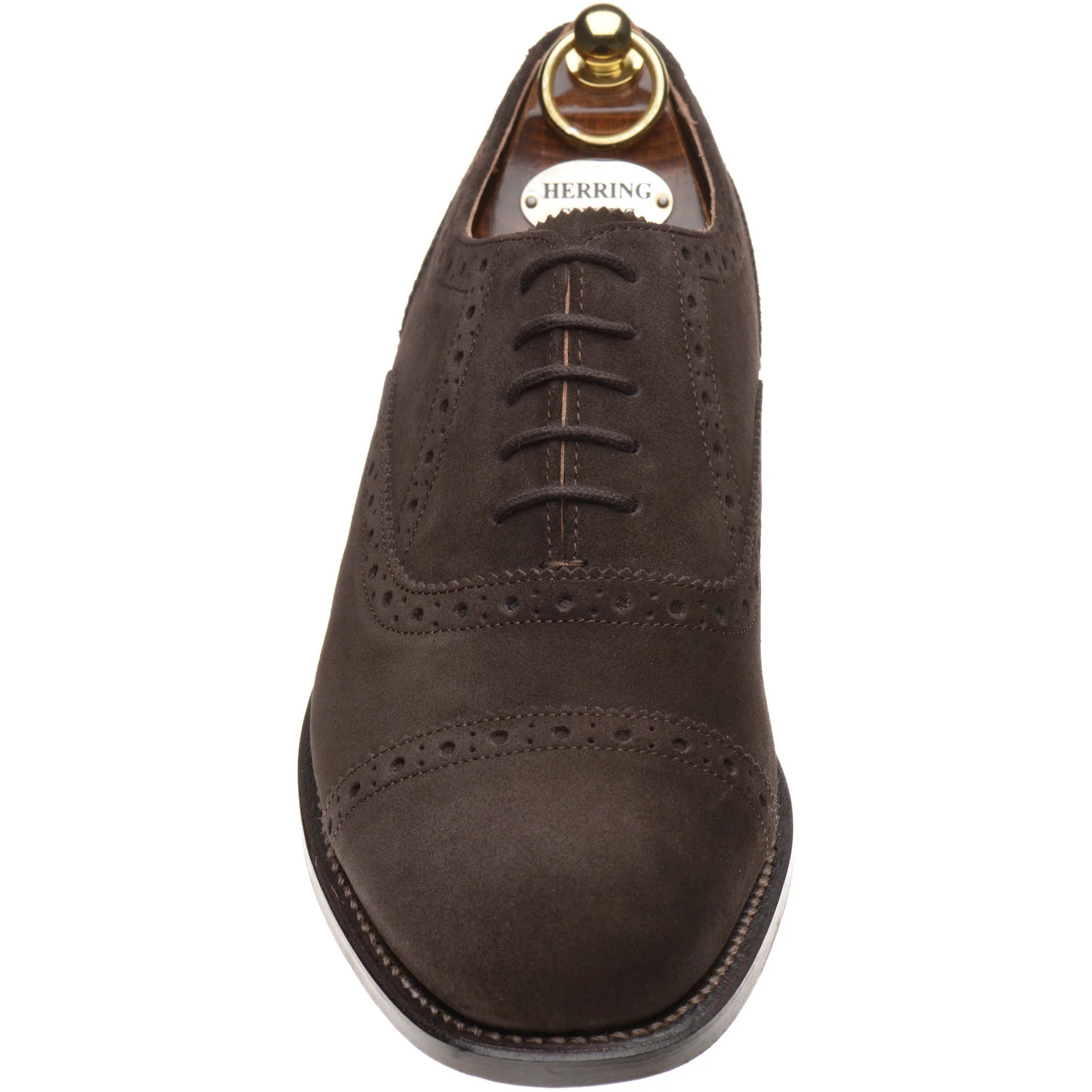 Herring Reading II mens semi-brogues in brown suede - Image 2