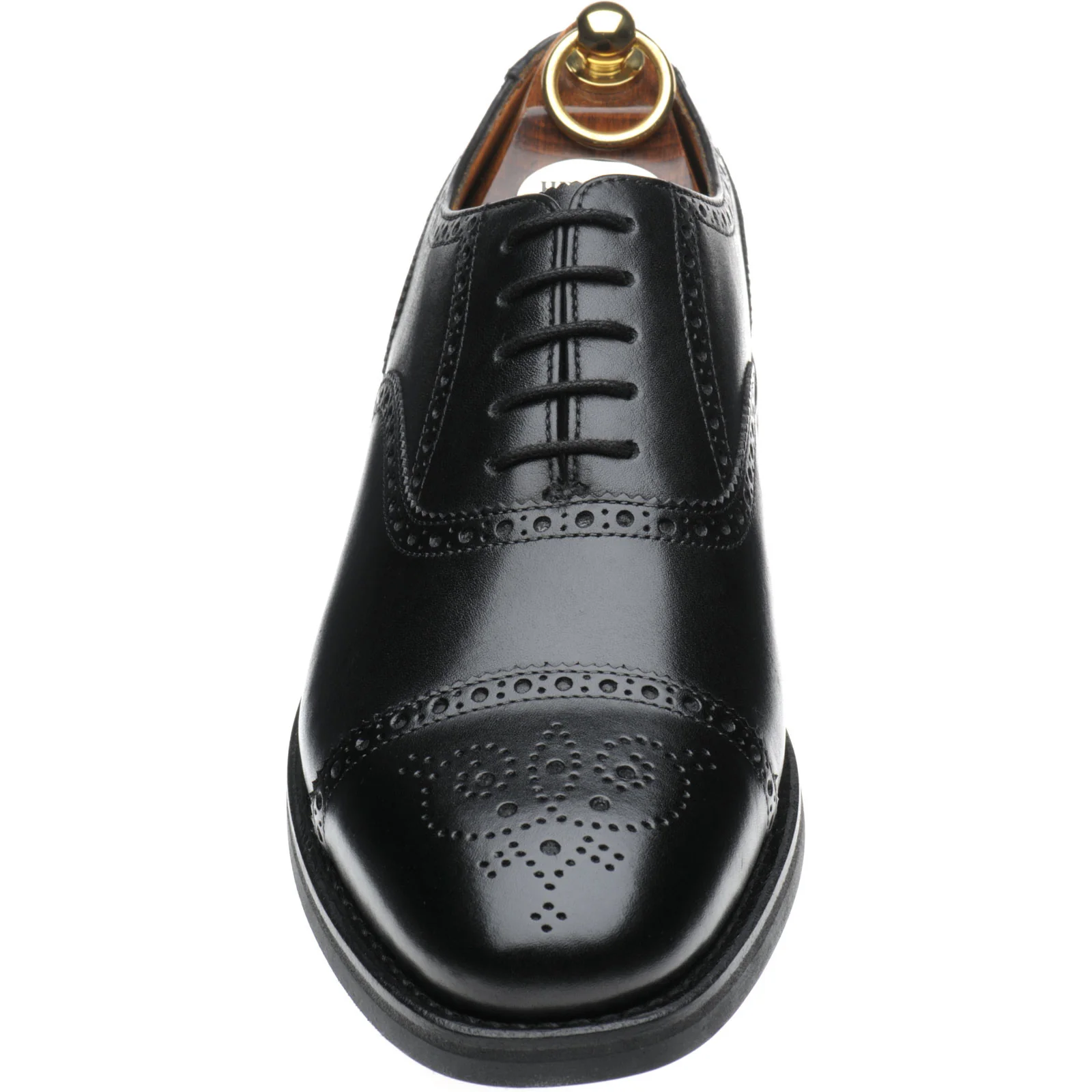Herring Reading II (Rubber) mens rubber-soled semi-brogues in black calf with toe rose - Image 2