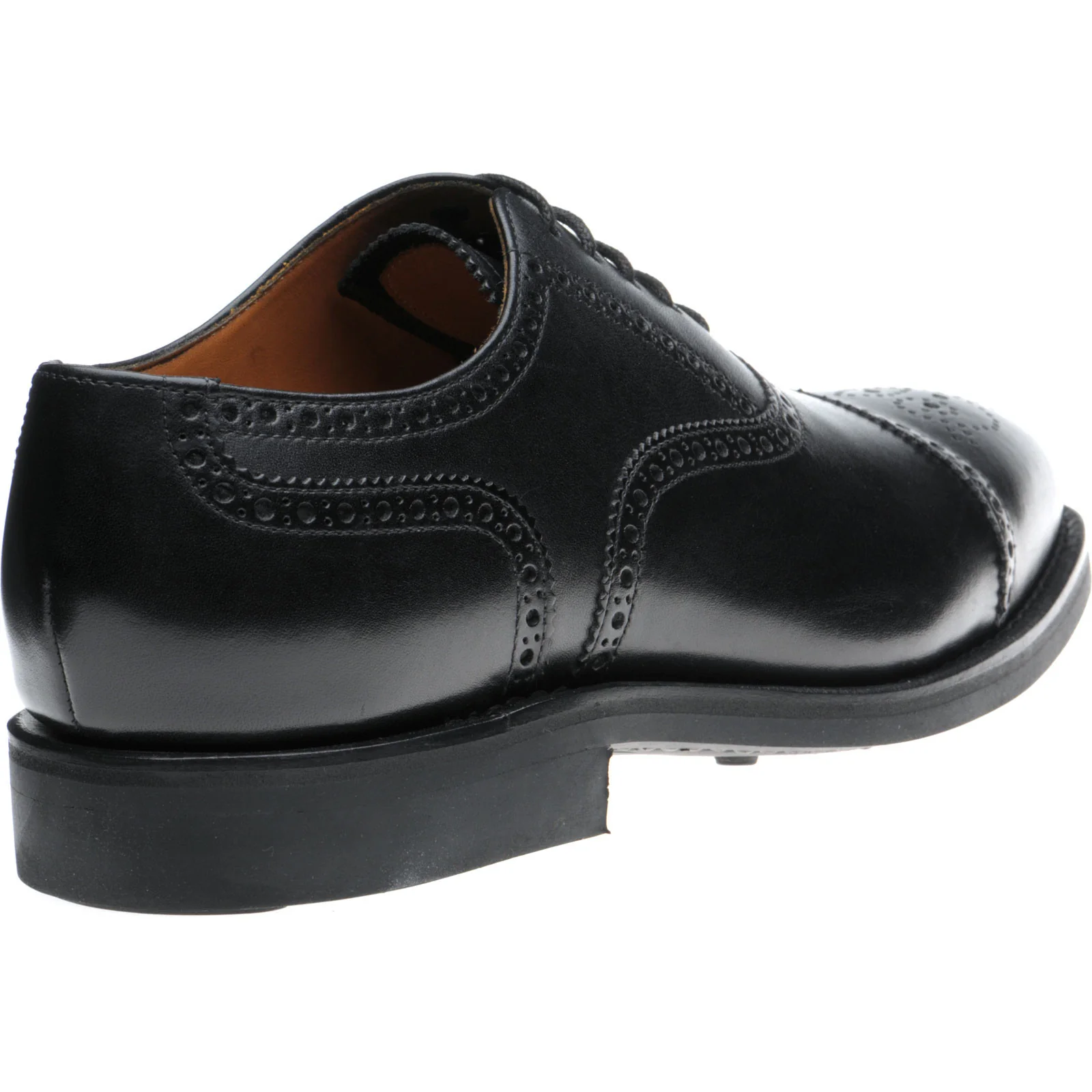 Herring Reading II (Rubber) mens rubber-soled semi-brogues in black calf with toe rose - Image 4