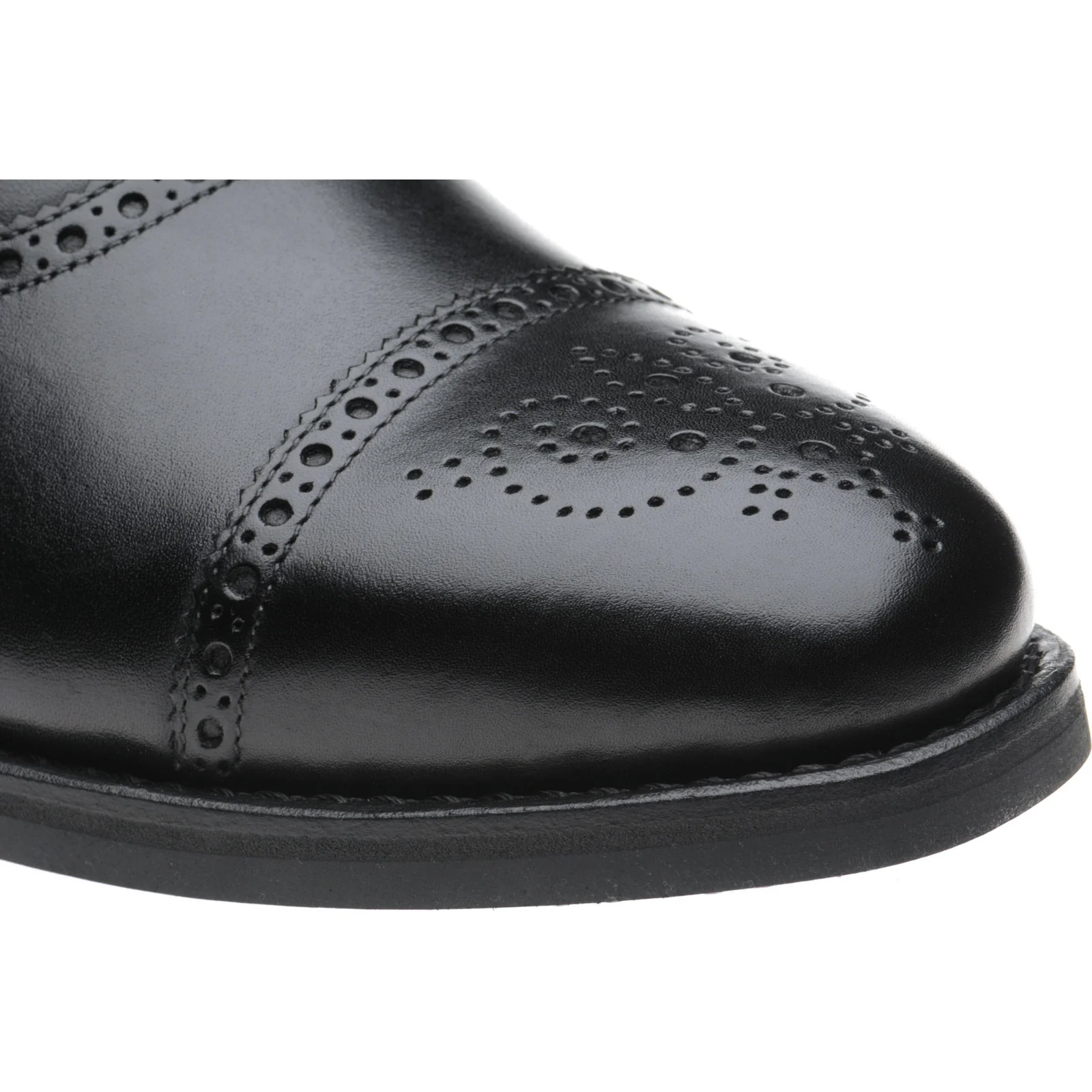 Herring Reading II (Rubber) mens rubber-soled semi-brogues in black calf with toe rose - Image 5