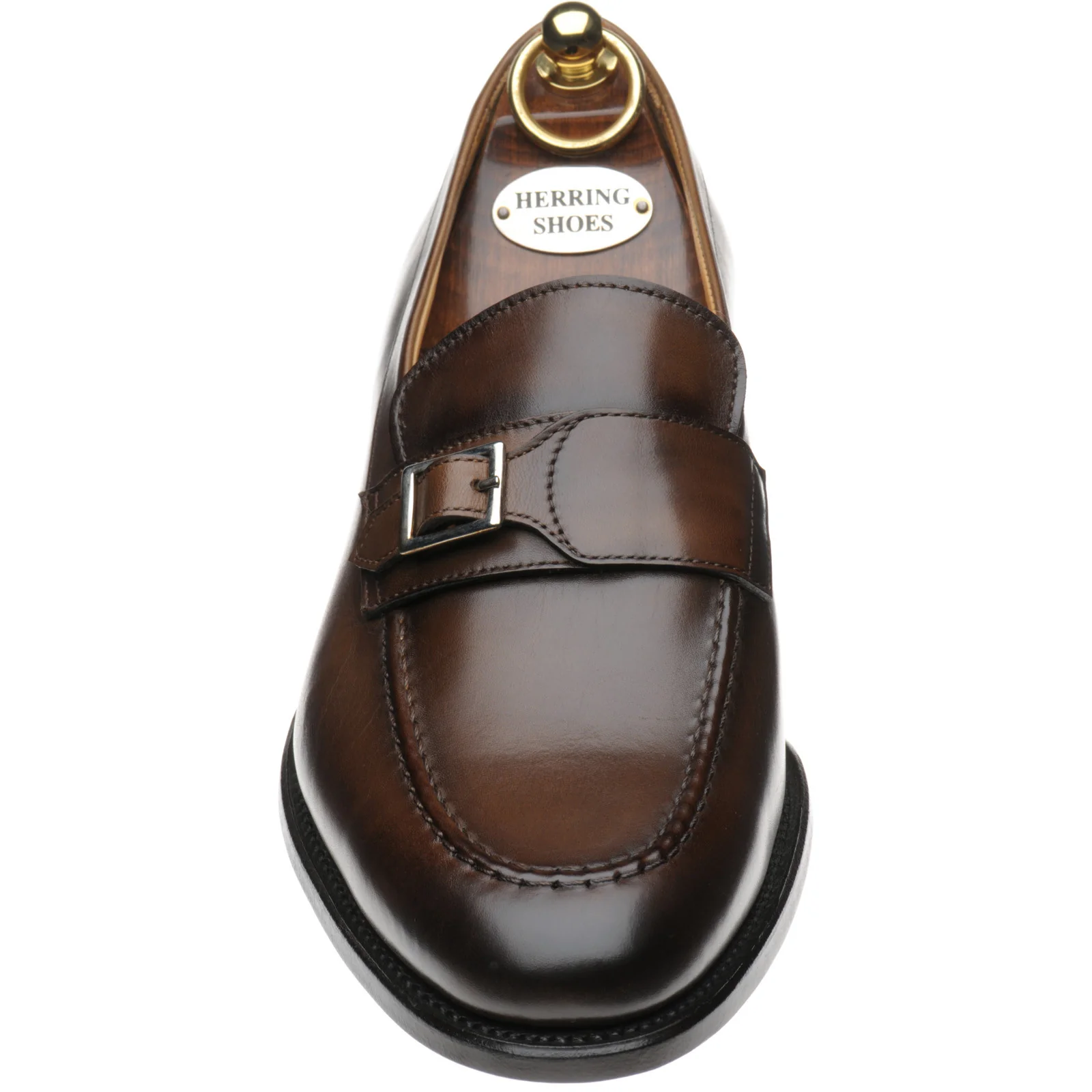 Herring Rigoletto mens monk shoes in brown calf - Image 2