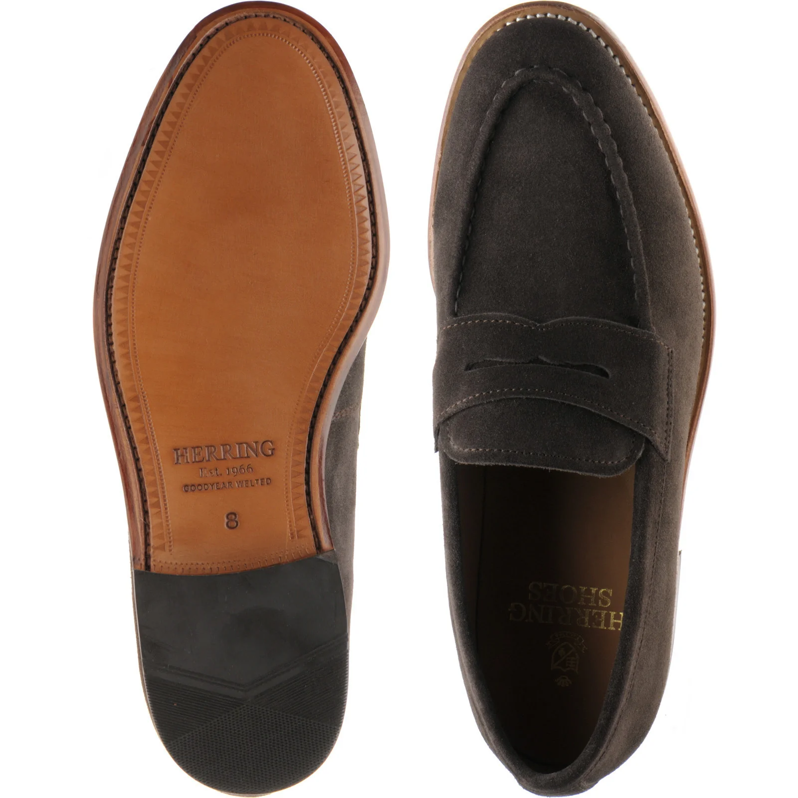 Herring Riverford mens loafers in brown suede - Image 3