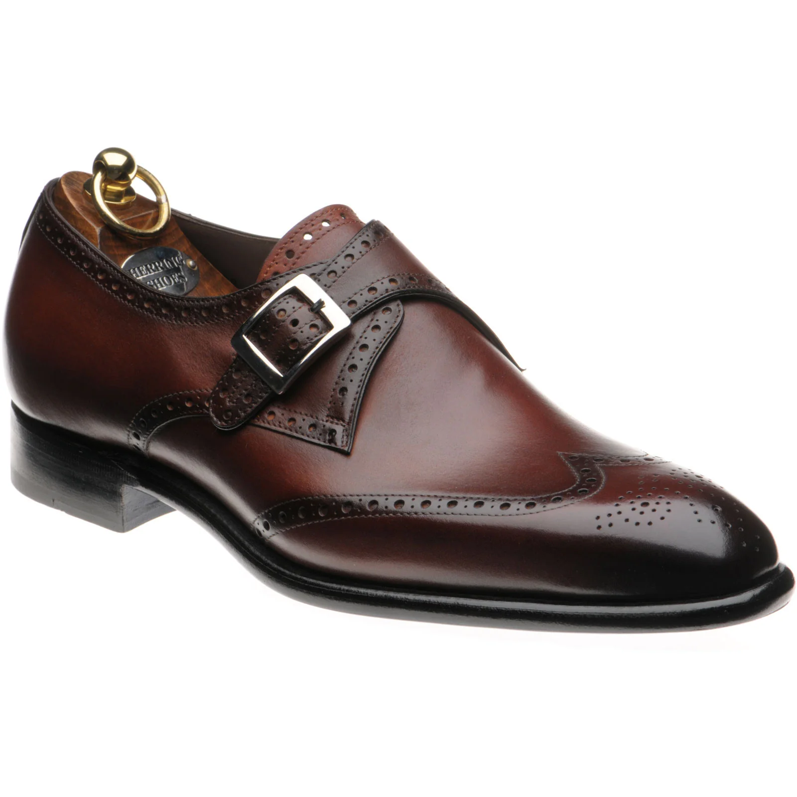 Herring Roche mens monk shoes in rosewood calf