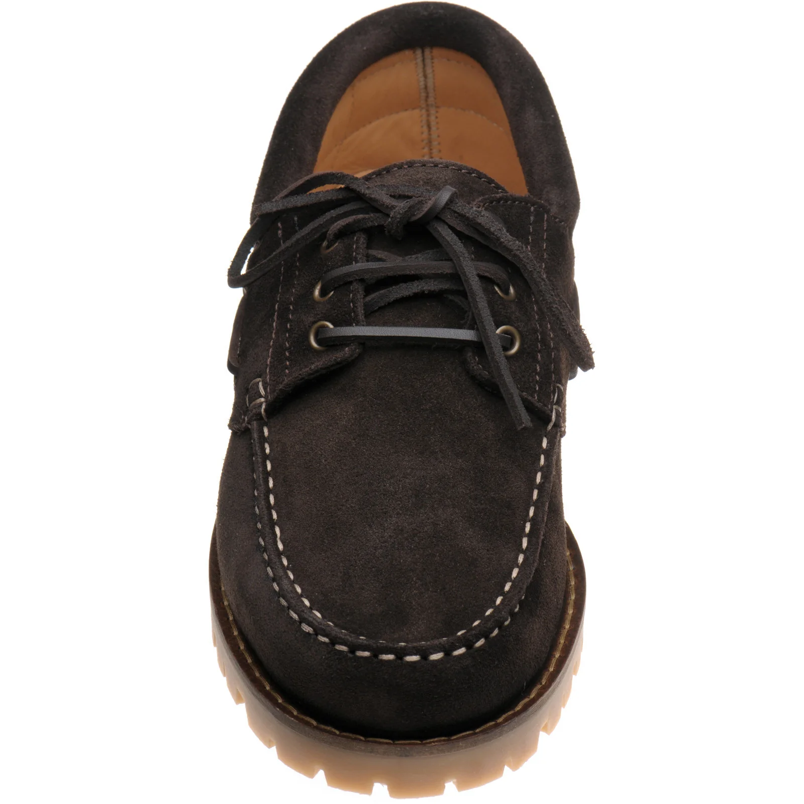 Herring Rock mens rubber-soled deck shoes in brown suede - Image 2
