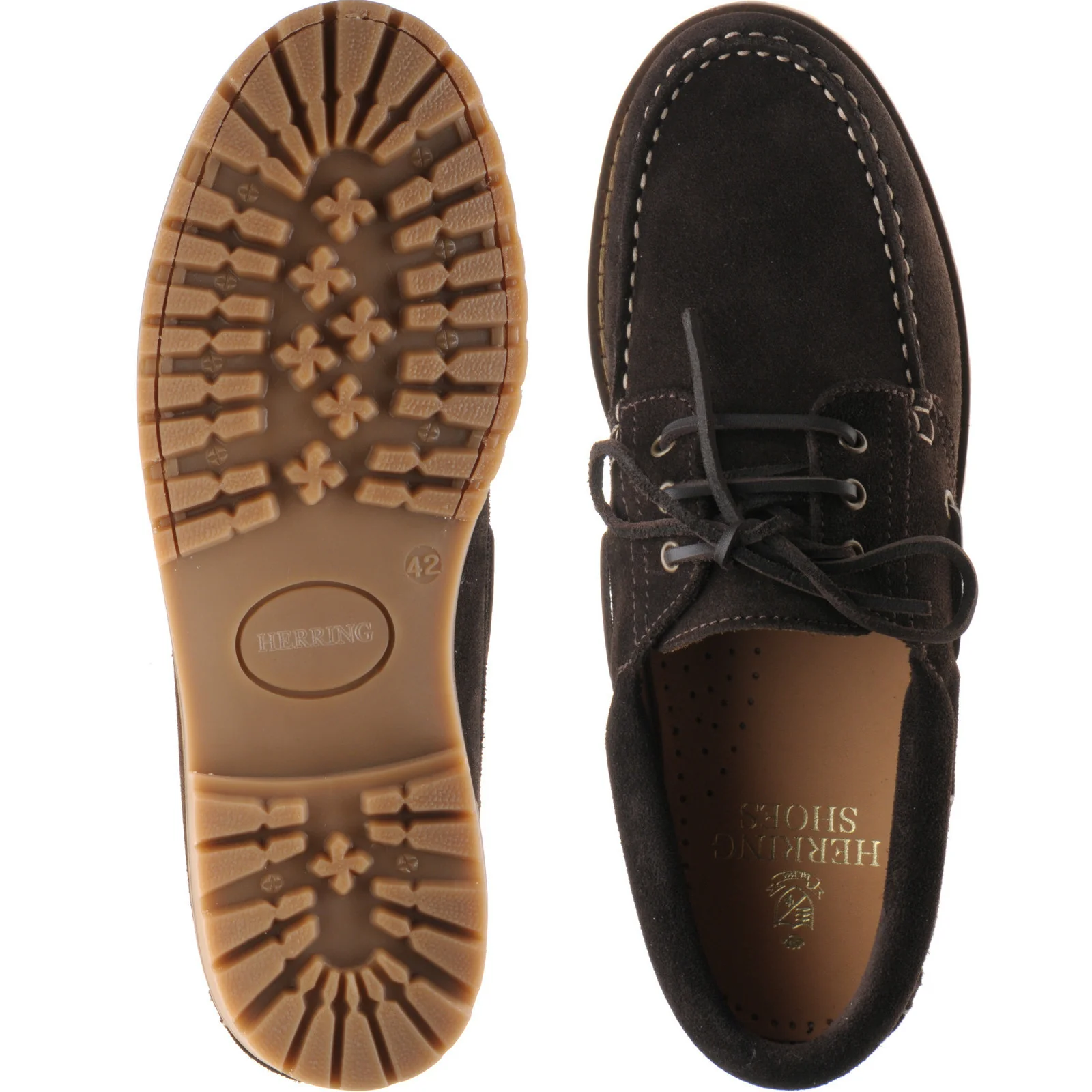 Herring Rock mens rubber-soled deck shoes in brown suede - Image 3