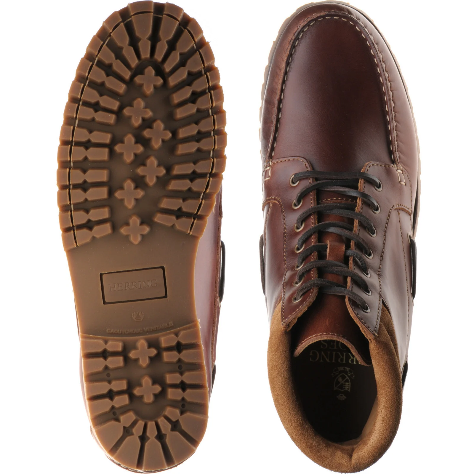 Herring Rockall mens rubber-soled boots in chestnut - Image 3