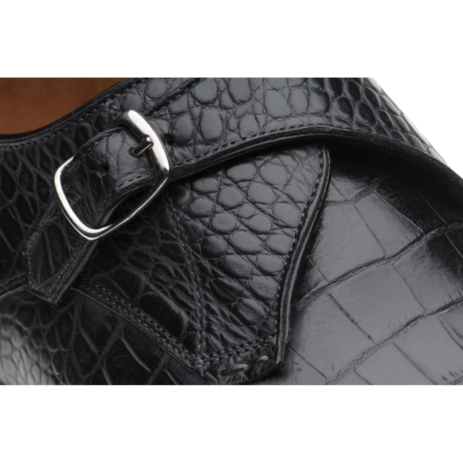 Herring Salobrena mens monk shoes in black croc - Image 4