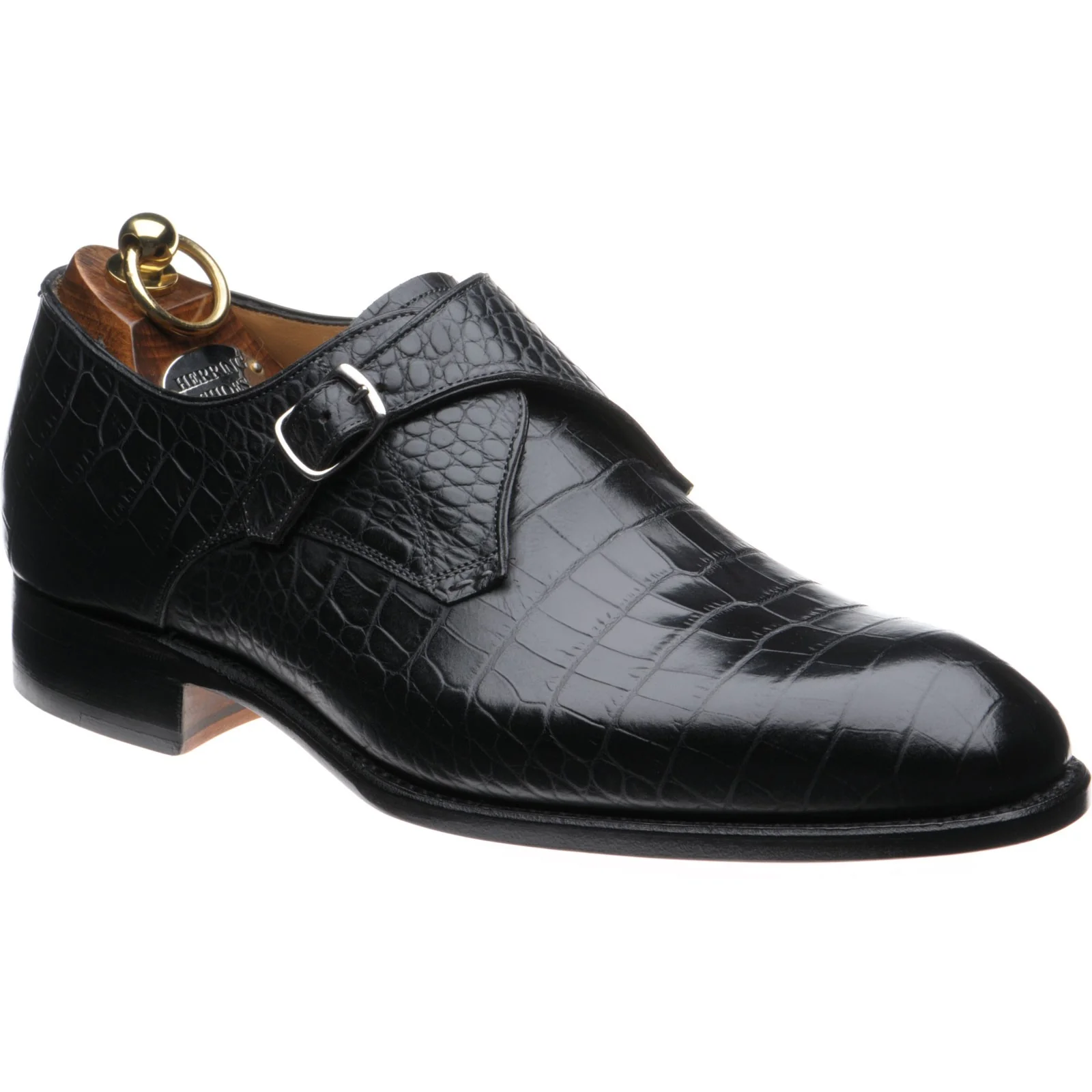 Herring Salobrena mens monk shoes in black croc (second)