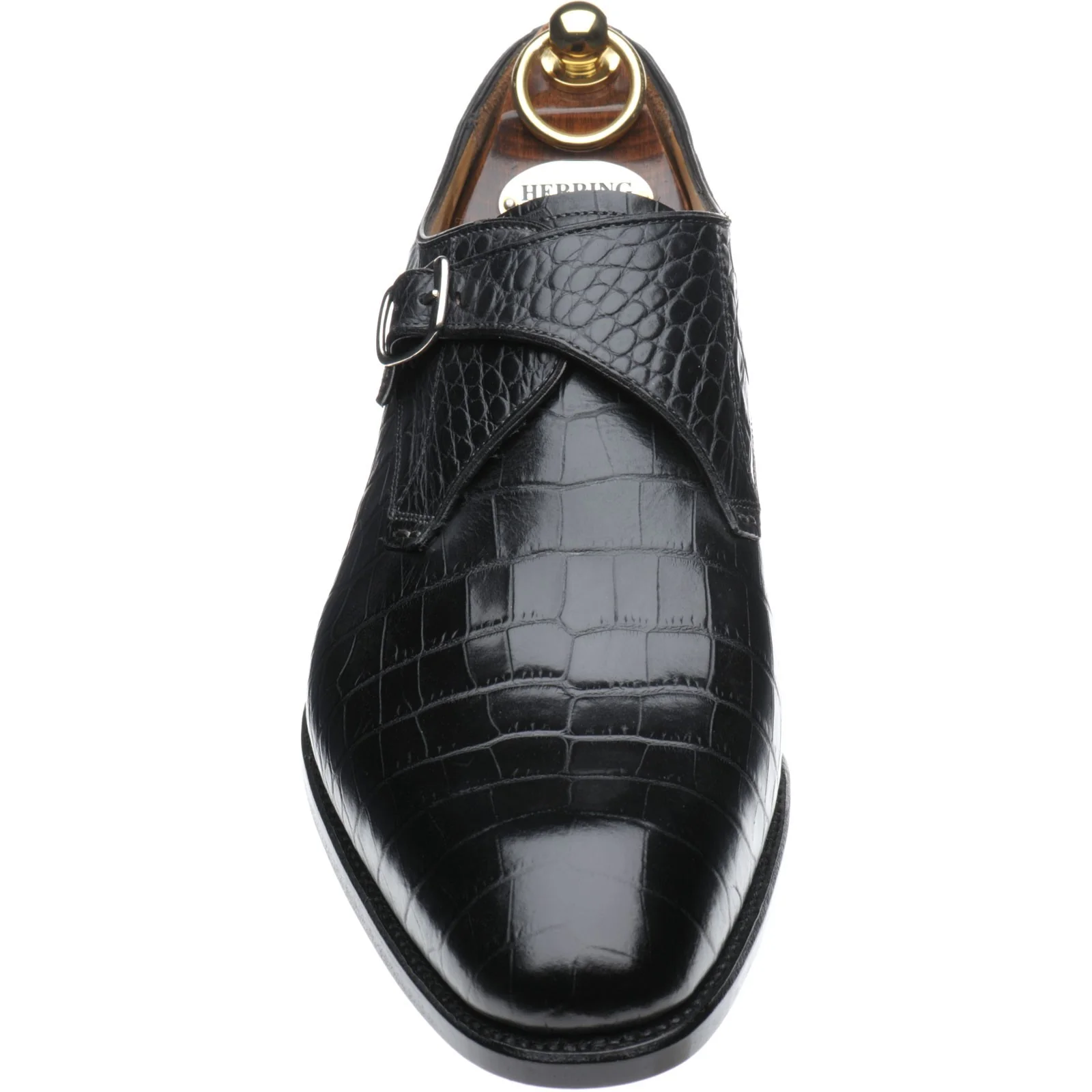 Herring Salobrena mens monk shoes in black croc (second) - Image 2