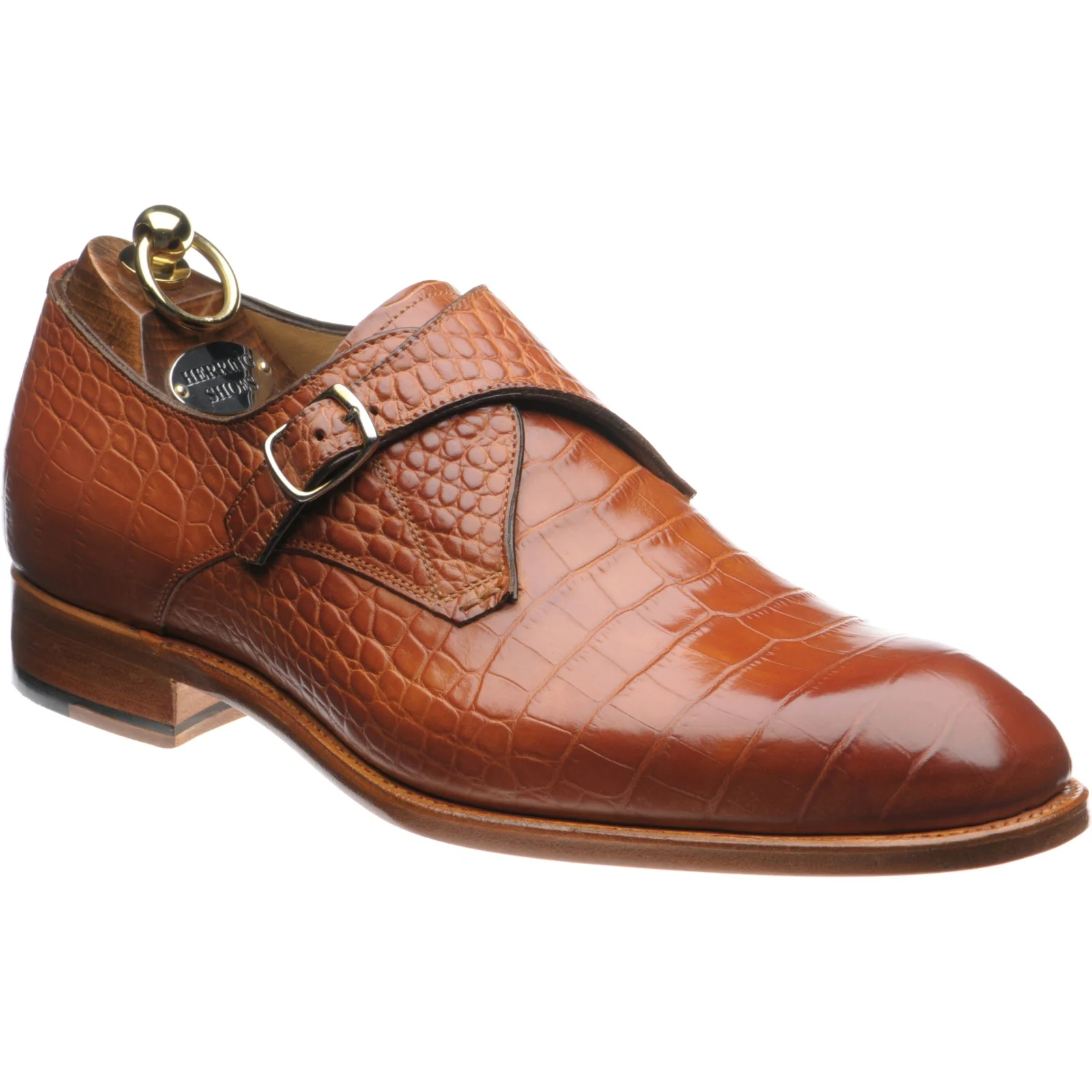 Herring Salobrena mens monk shoes in chestnut croc