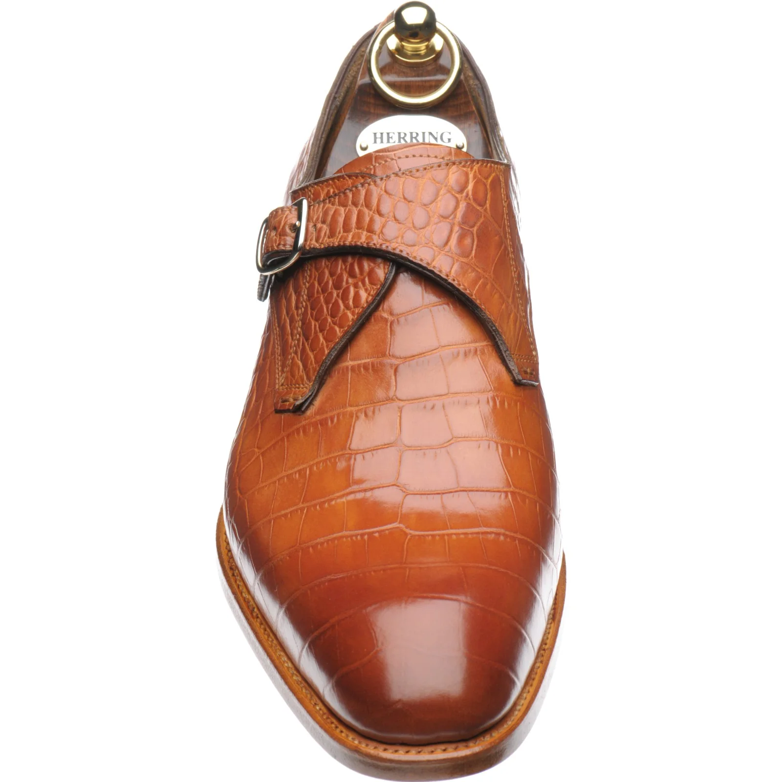 Herring Salobrena mens monk shoes in chestnut croc (second) - Image 2