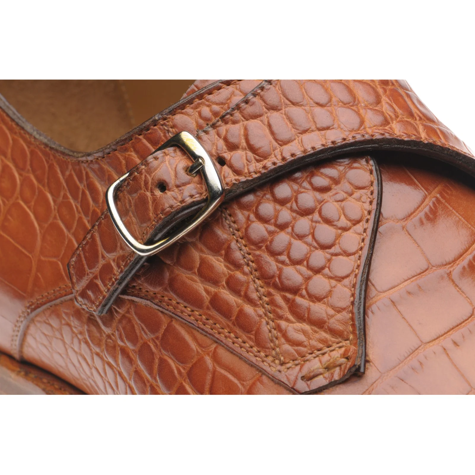 Herring Salobrena mens monk shoes in chestnut croc (second) - Image 4