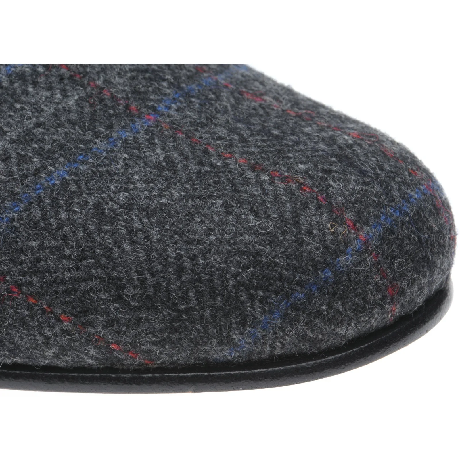 Herring Sandringham mens tweed house shoes in charcoal tweed - Image 5