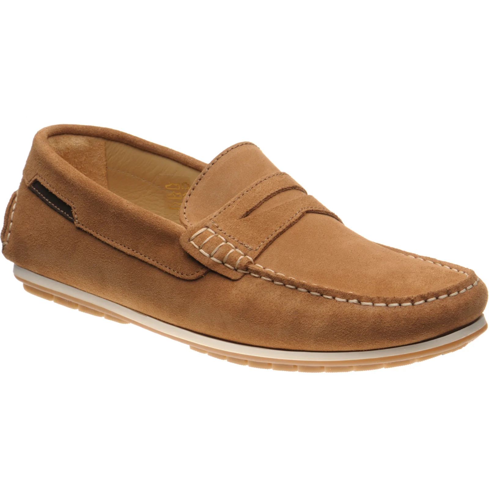 Herring Sardinia mens rubber-soled loafers in cognac suede