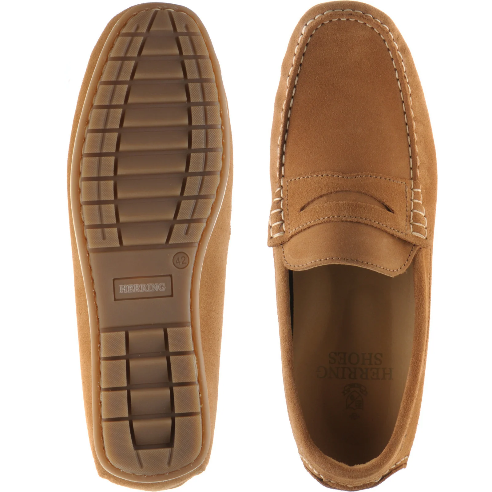 Herring Sardinia mens rubber-soled loafers in cognac suede - Image 3