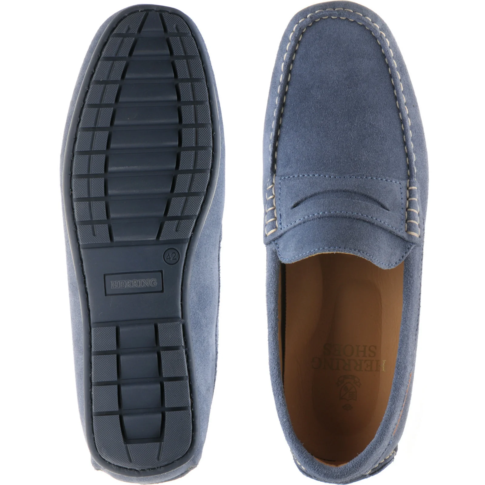 Herring Sardinia mens rubber-soled loafers in jeans suede - Image 3