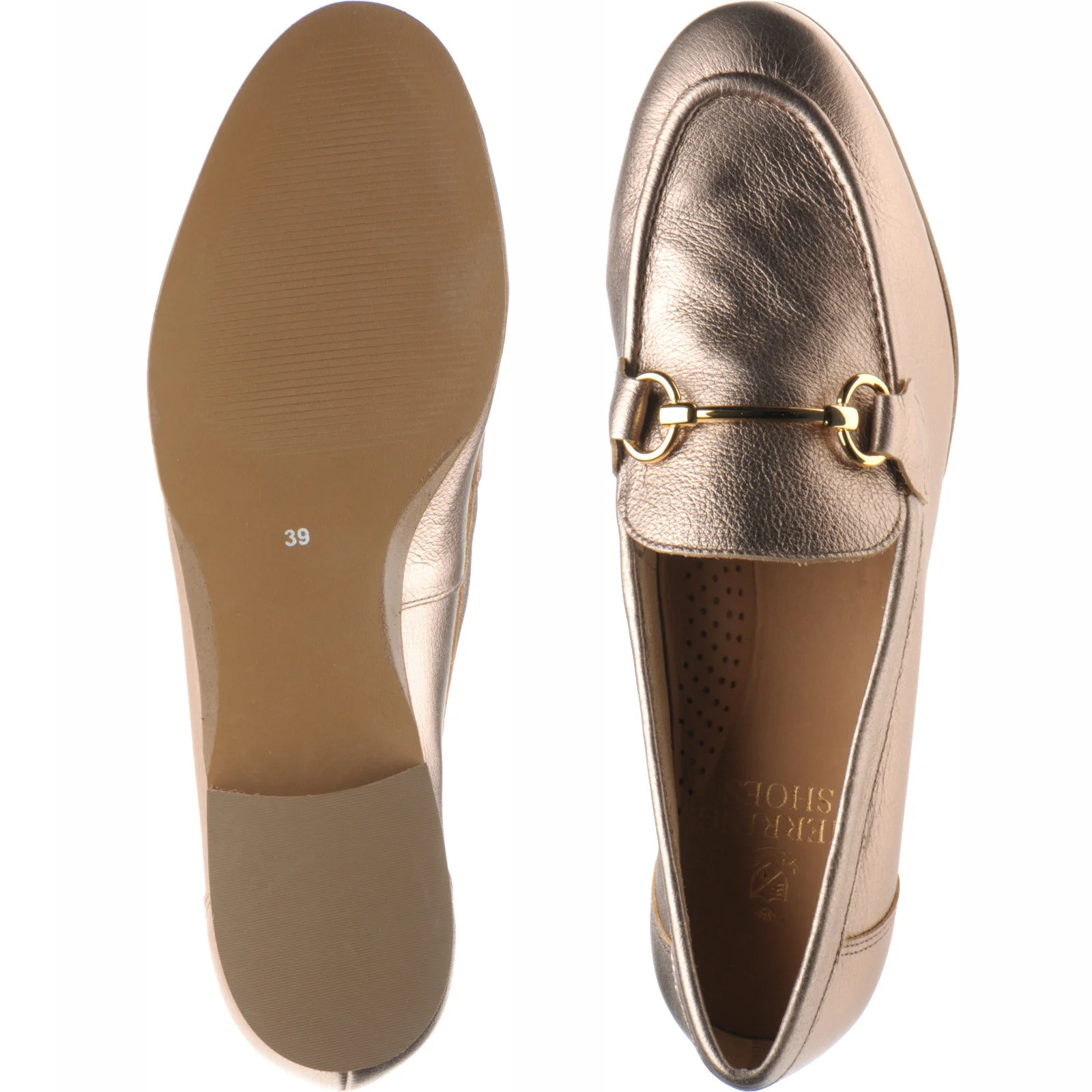 Herring Scarlette ladies rubber-soled loafers in gold - Image 3