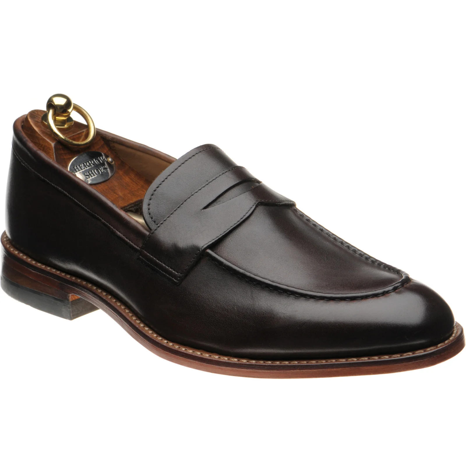 Herring Seaton mens loafers in dark brown calf