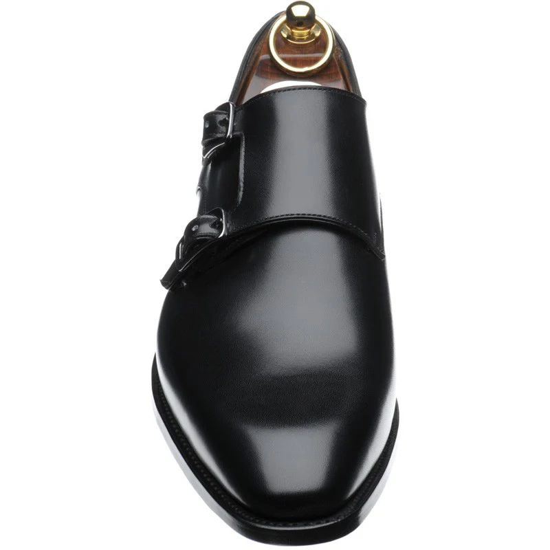 Herring Shakespeare mens double monk shoes in black calf (second) - Image 2