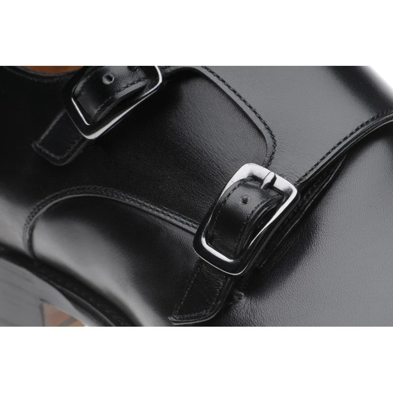 Herring Shakespeare mens double monk shoes in black calf (second) - Image 4